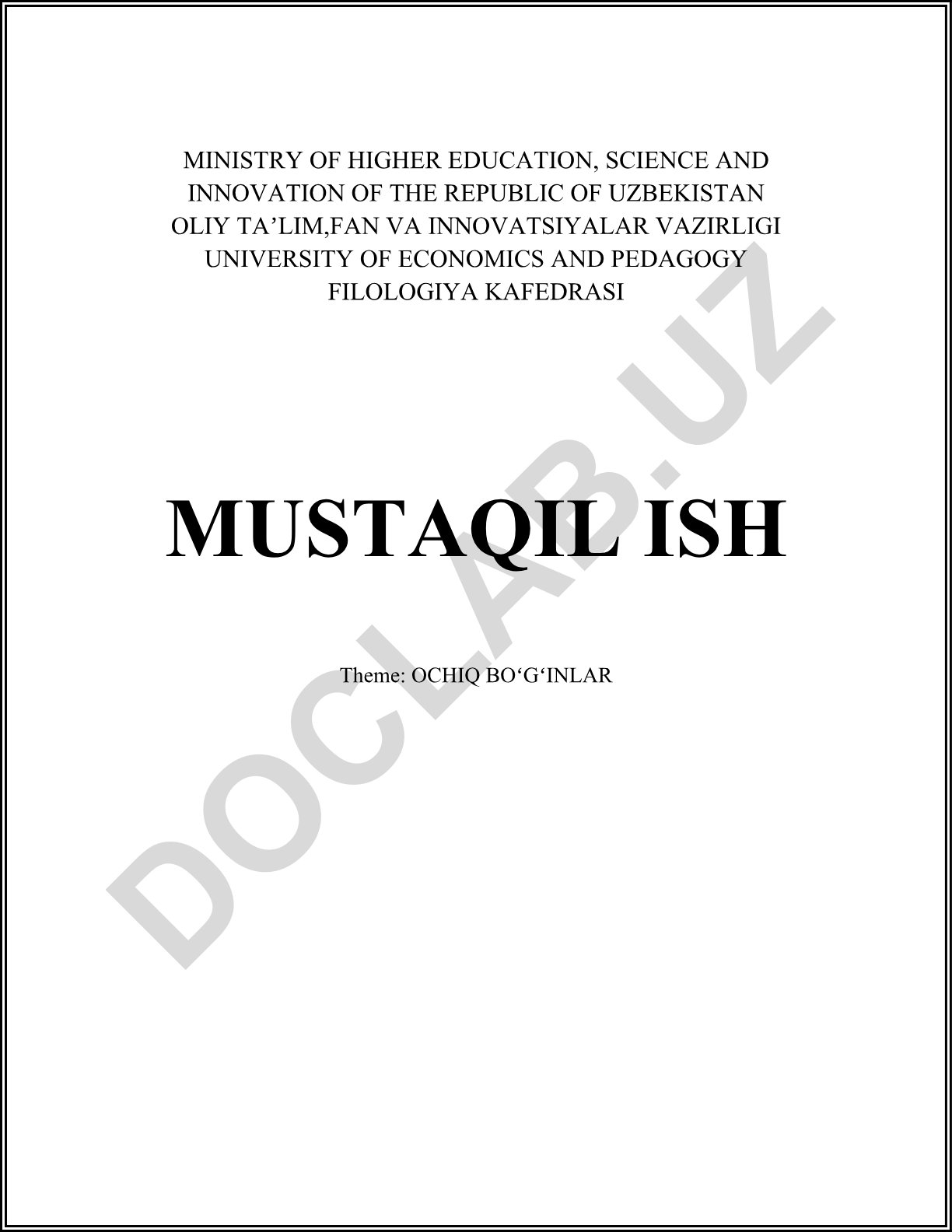 Ochiq Boʻgʻinlar: taʼrifi, lingvistik xususiyatlari va fonologik tuzilishi