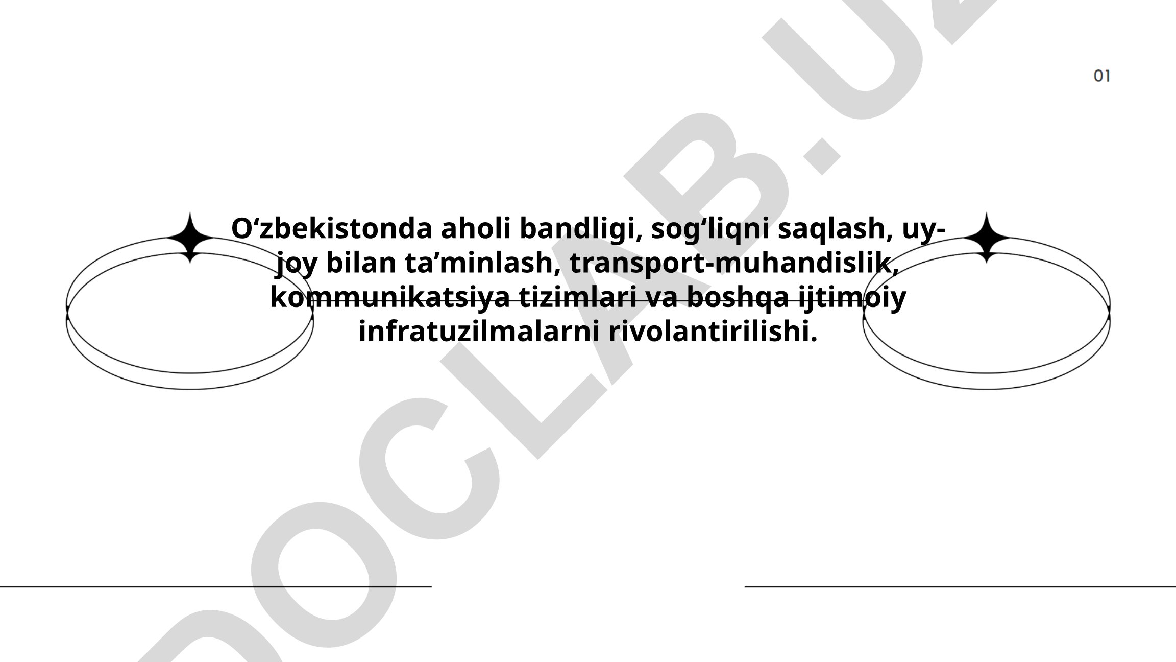 O‘zbekistonda ijtimoiy infratuzilmalar va bandlikni rivojlantirish