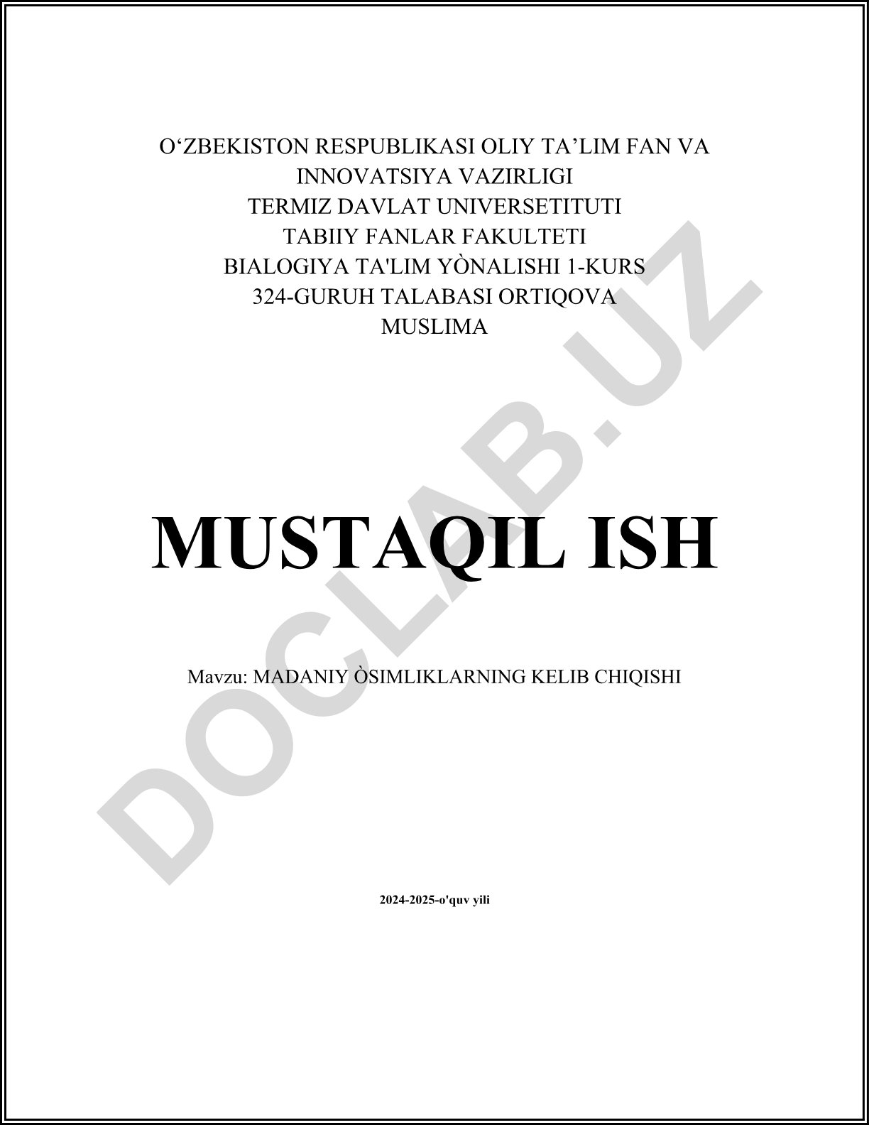 Madaniy o'simliklarning kelib chiqishi