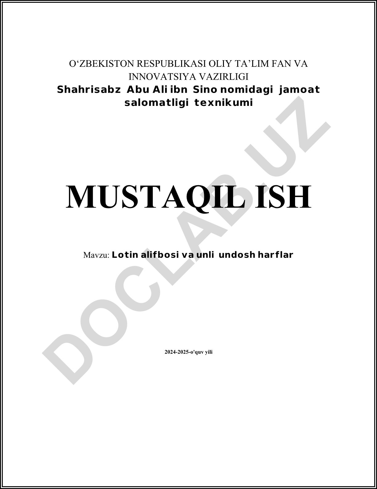 Lotin alifbosi va unli undosh harflar