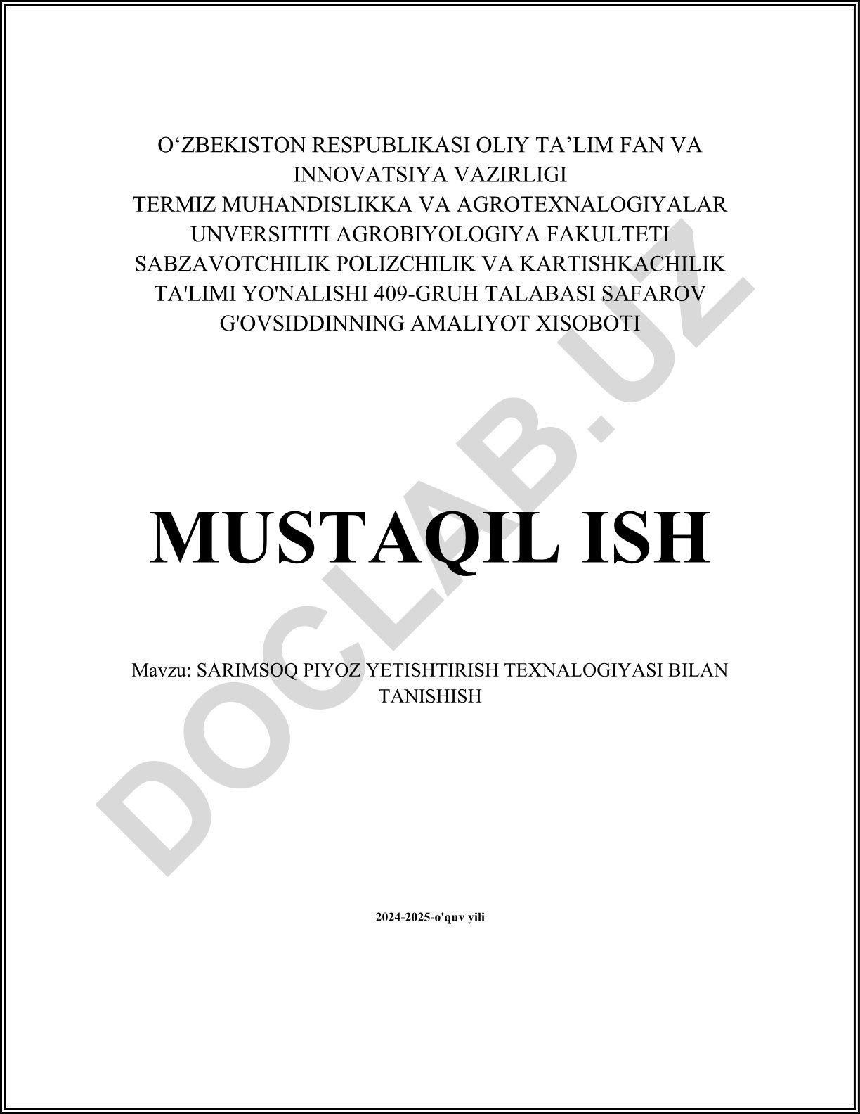 Sarimsoq piyoz yetishtirish texnologiyasi bilan tanishish