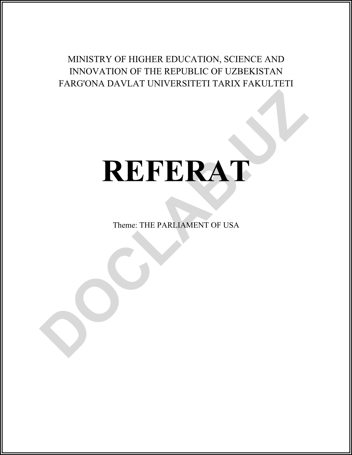 THE PARLIAMENT OF USA