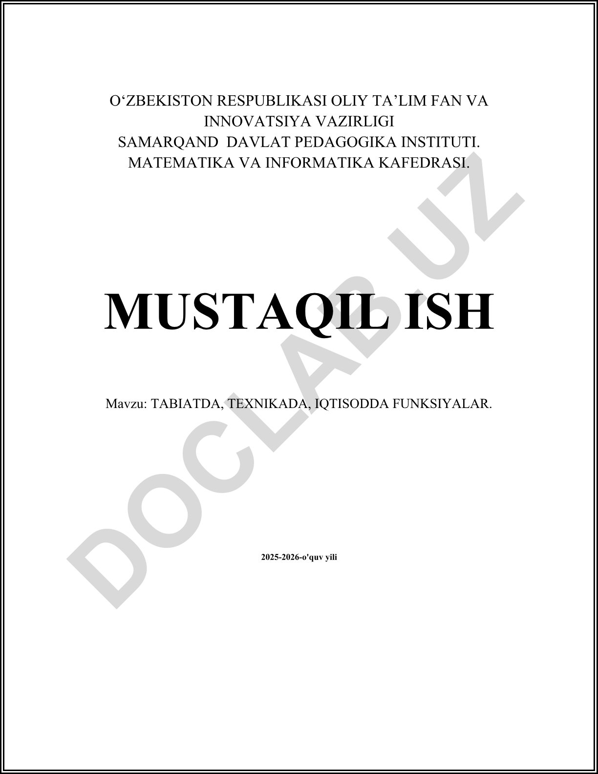 Tabiatda, texnikada, iqtisodda funksiyalar