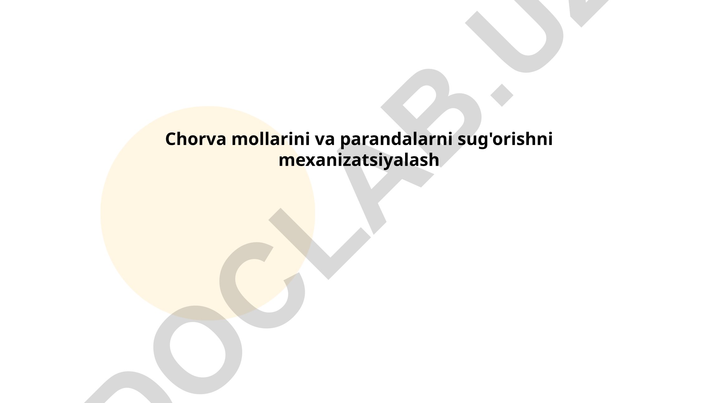 Chorva mollarini va parandalarni sug'orishni mexanizatsiyalash