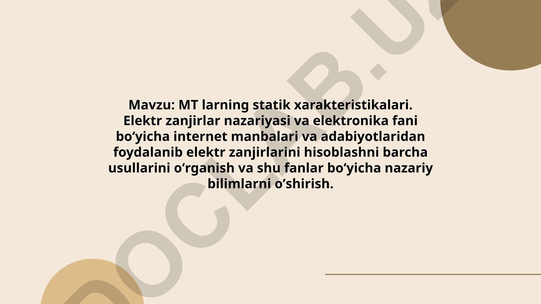 MT larning statik xarakteristikalari