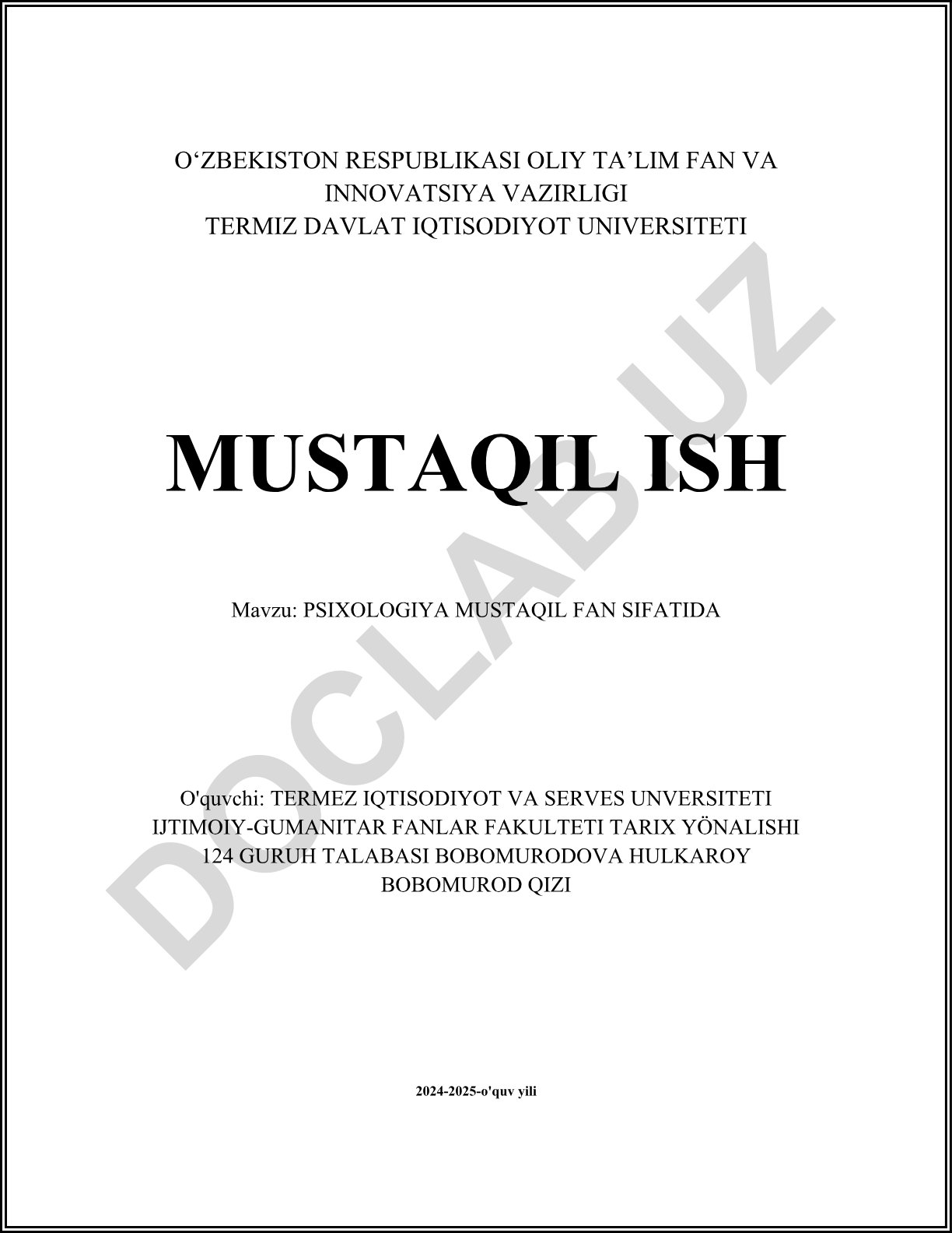 Psixologiya mustaqil fan sifatida