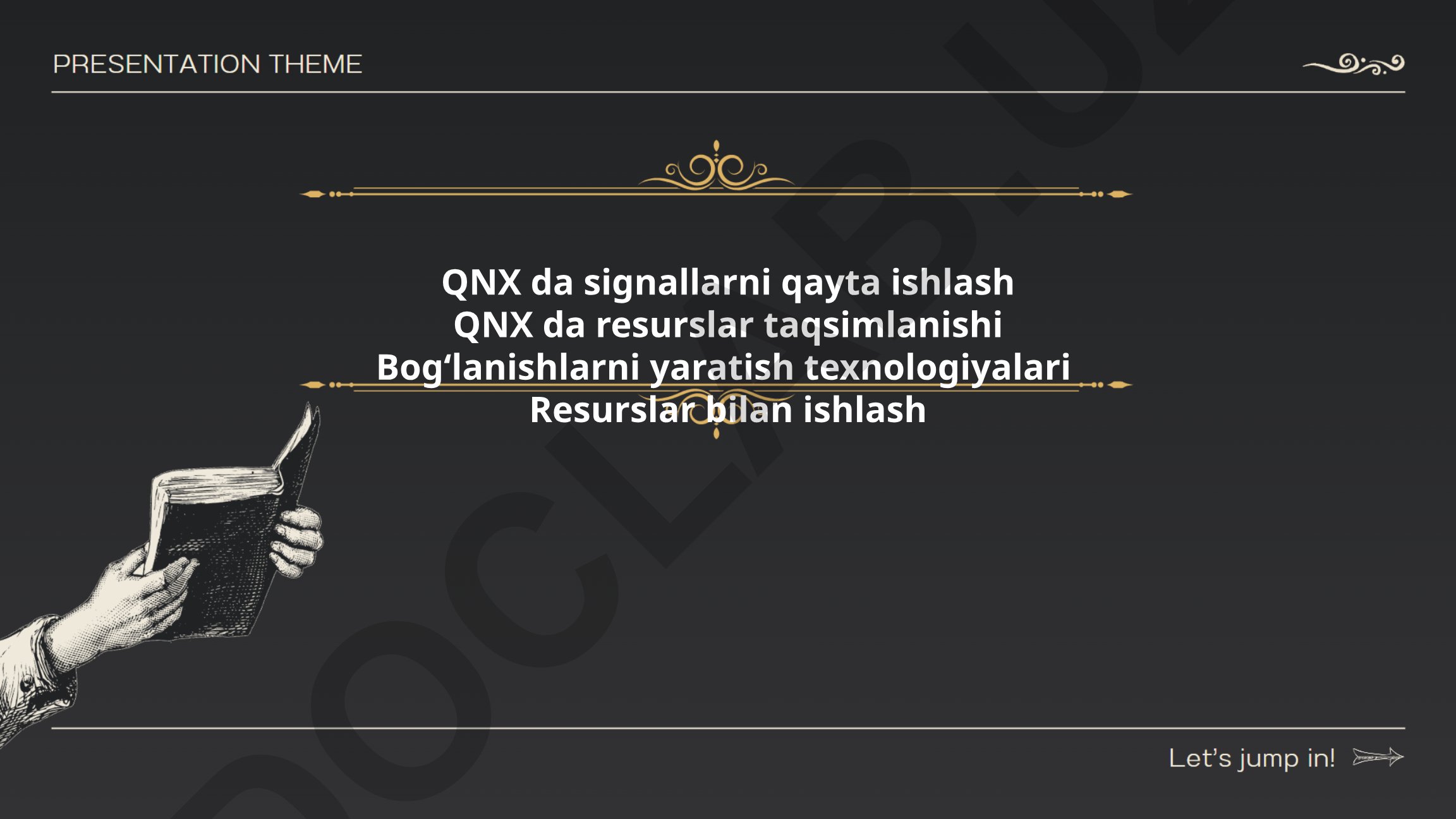 QNX real vaqt tizimlarida signallarni qayta ishlash va resurslar taqsimoti