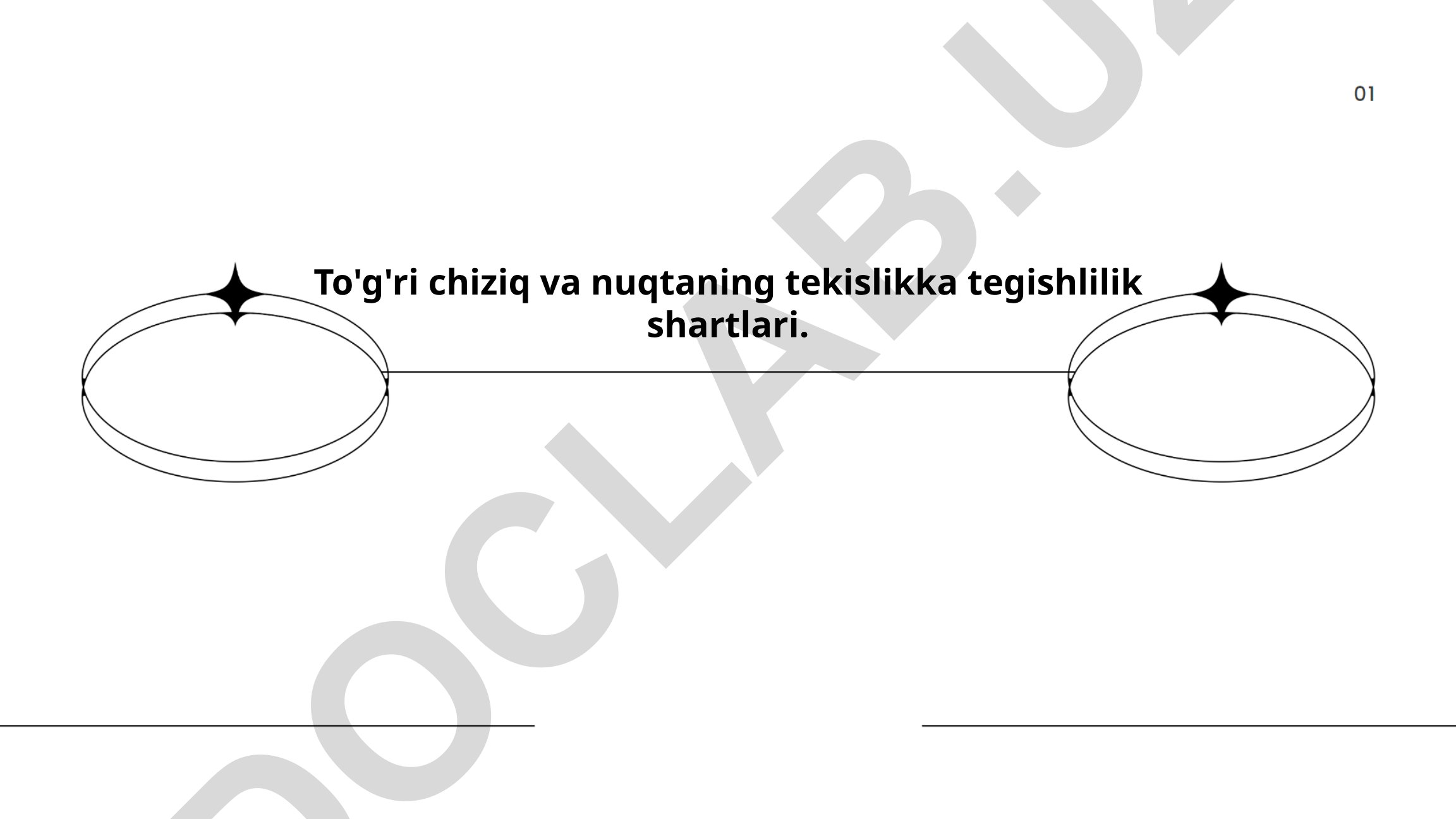 To'g'ri chiziq va nuqtaning tekislikka tegishlilik shartlari