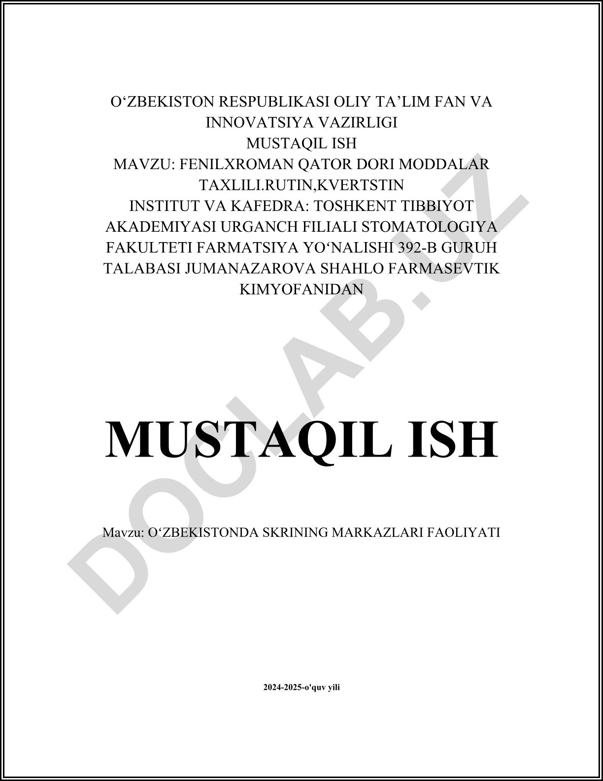 Oʻzbekistonda skrining markazlari faoliyati