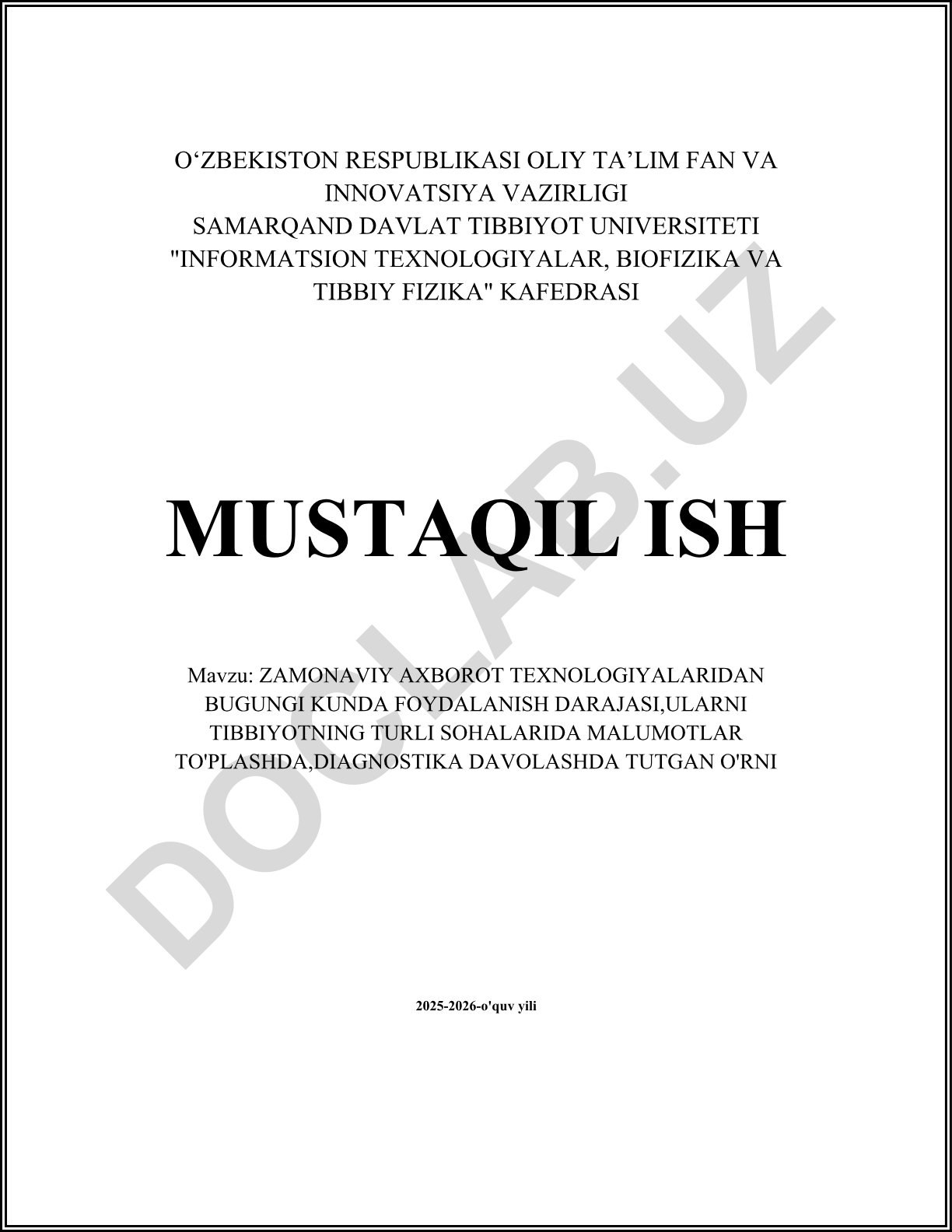 Zamonaviy axborot texnologiyalaridan bugungi kunda foydalanish darajasi, ularni tibbiyotning turli sohalarida ma'lumotlar to'plashda, diagnostika davolashda tutgan o'rni