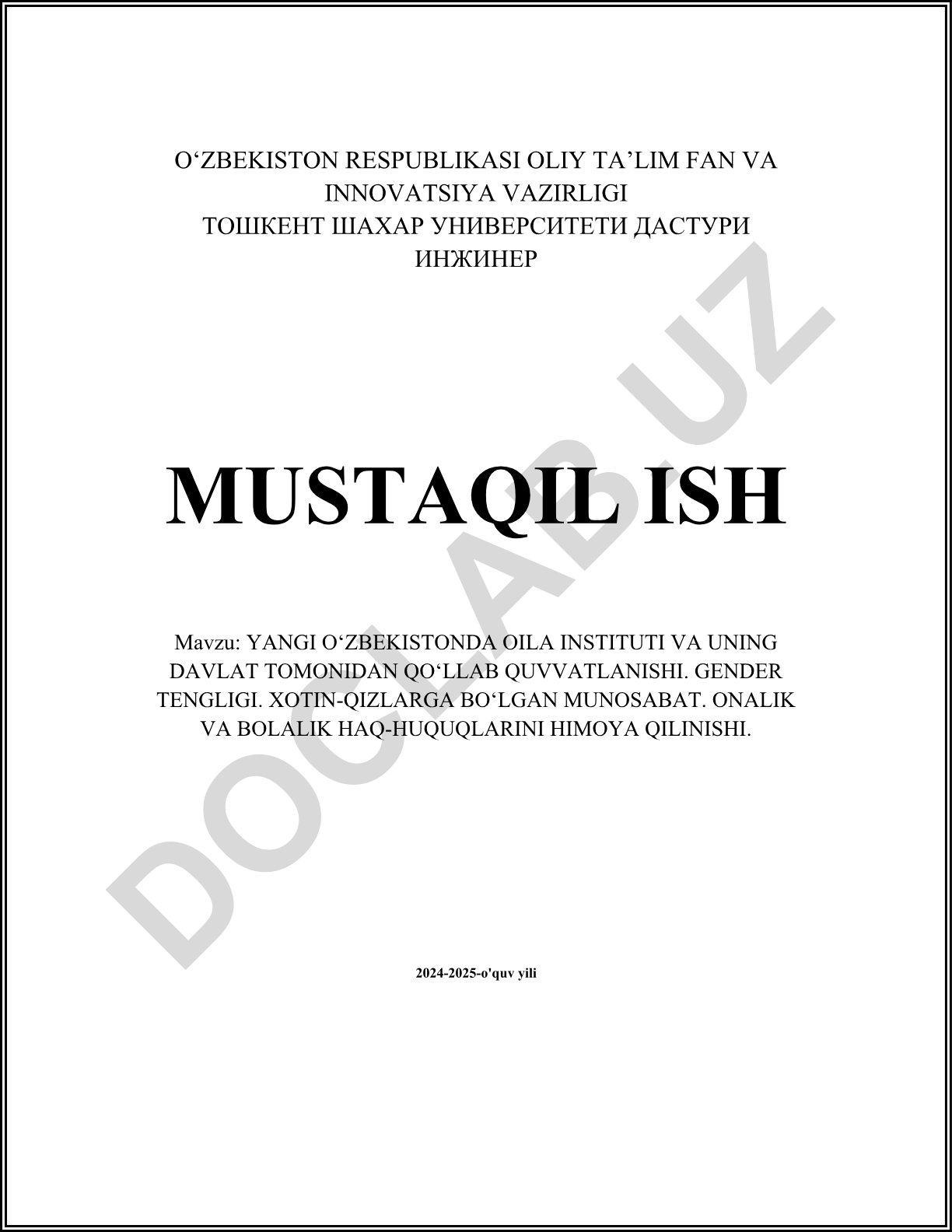 Yangi O‘zbekistonda oila instituti va uning davlat tomonidan qo‘llab-quvvatlanishi