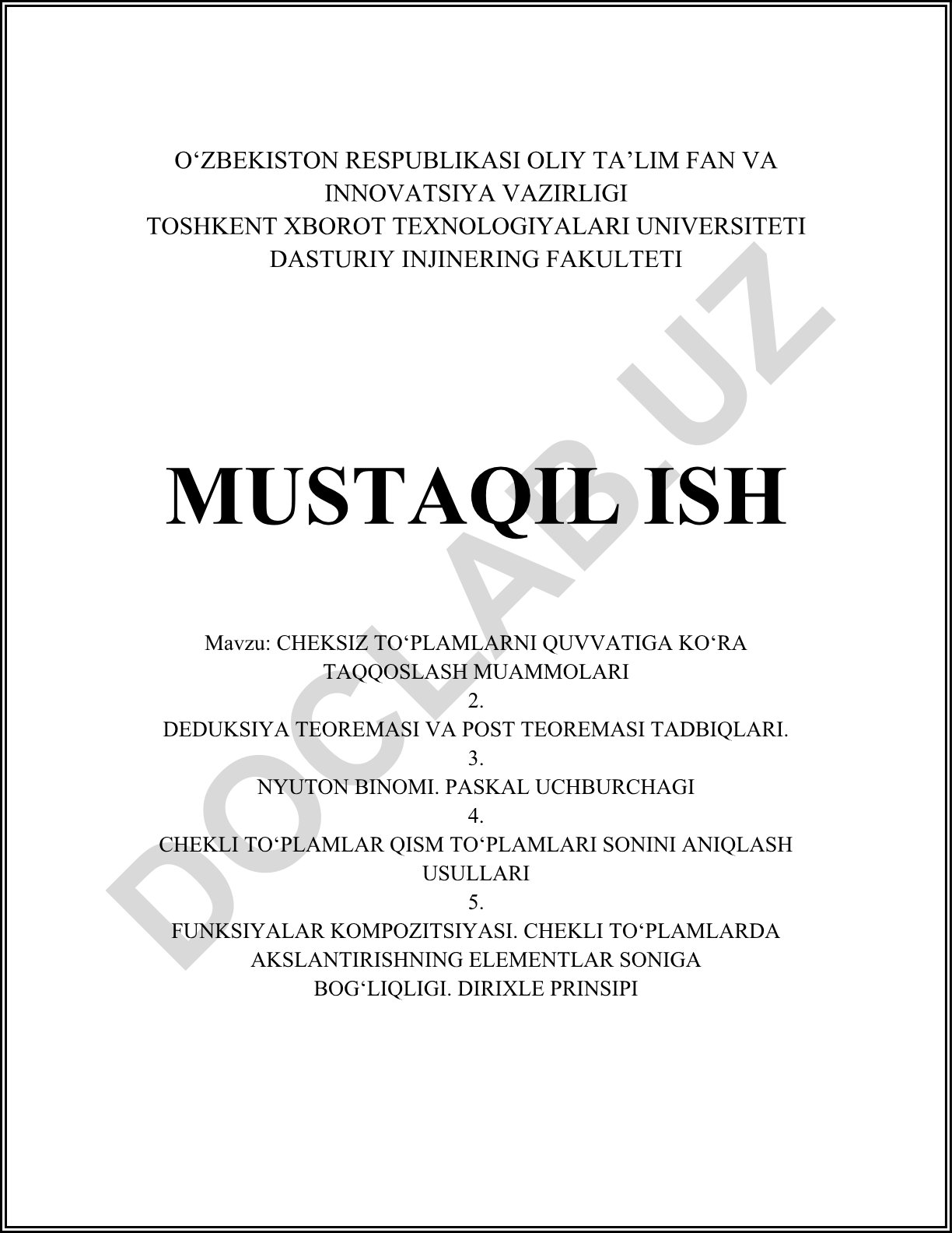 Cheksiz to'plamlarni quvvatiga ko'ra taqqoslash muammolari