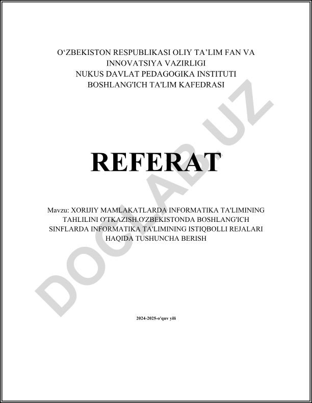 Xorijiy mamlakatlarda informatika ta'limining tahlili va O'zbekistonda istiqbolli rejalar