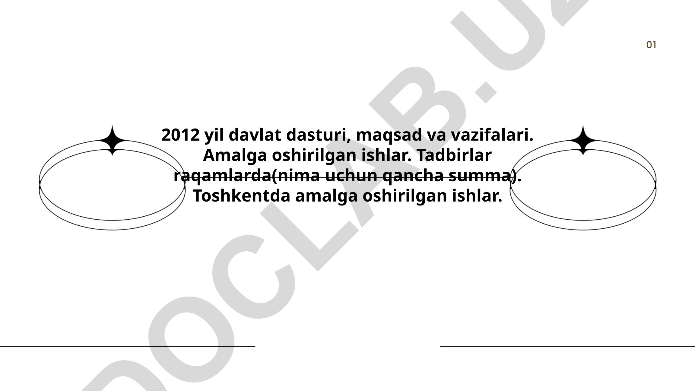 2012 yil davlat dasturi maqsad va vazifalari