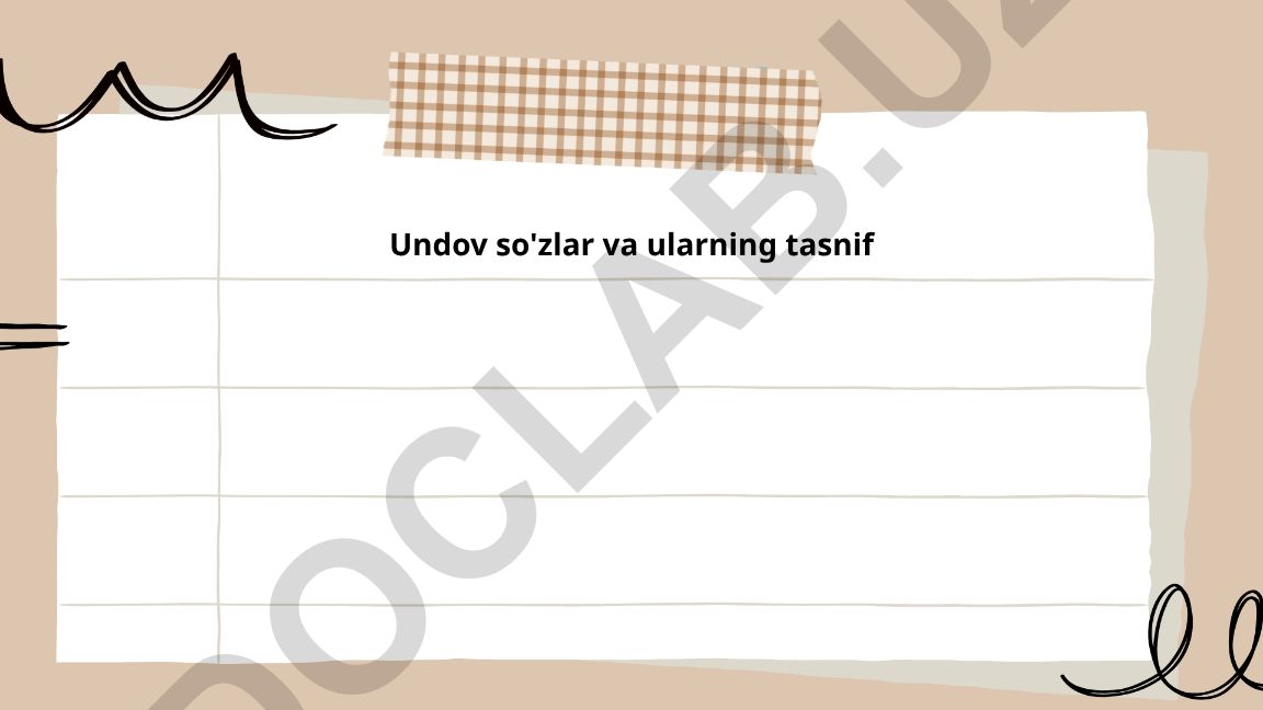 Undov so'zlar va ularning tasnifi