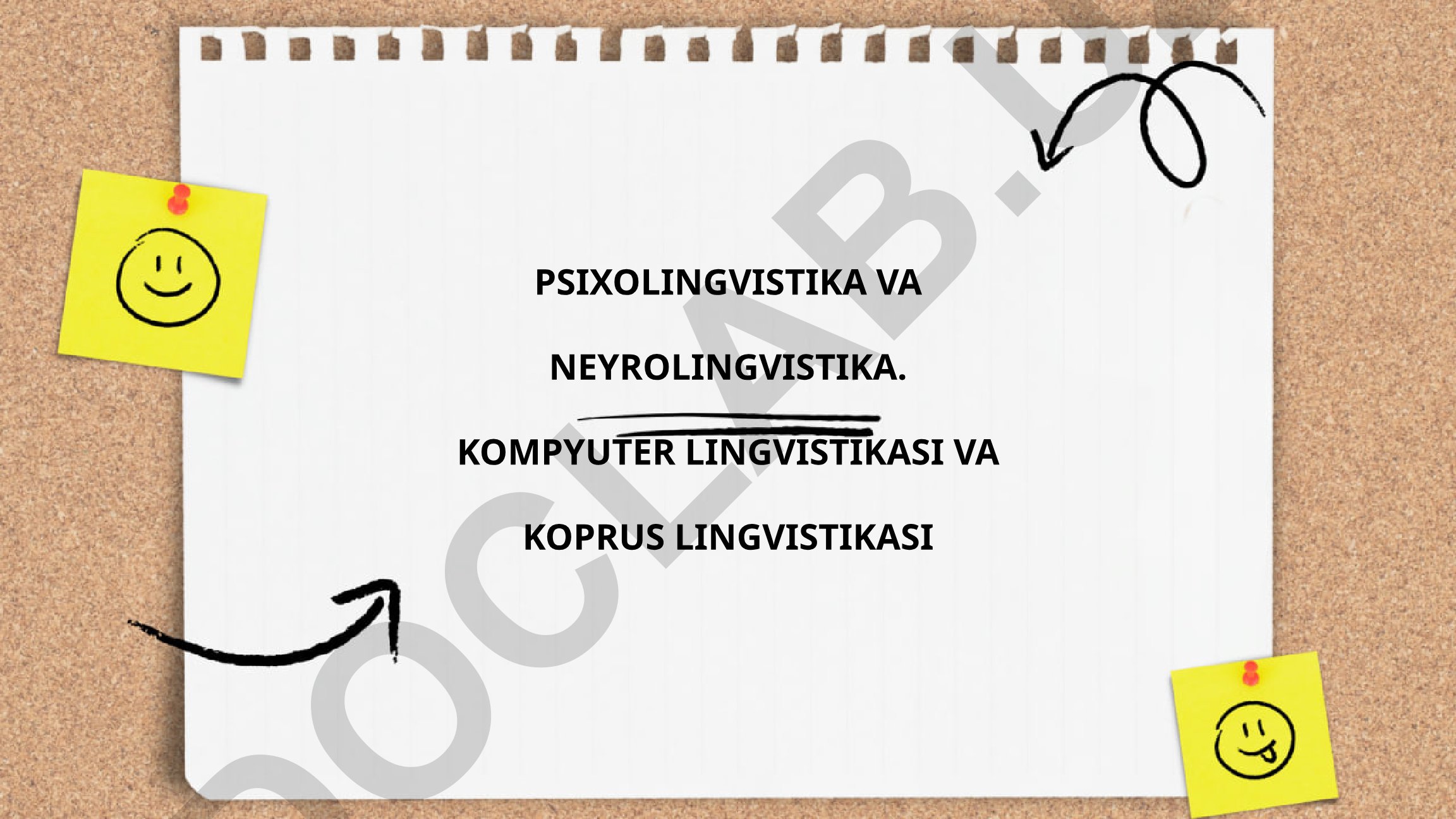 Psixolingvistika, neyrolingvistika, kompyuter lingvistikasi va korpus lingvistikasi