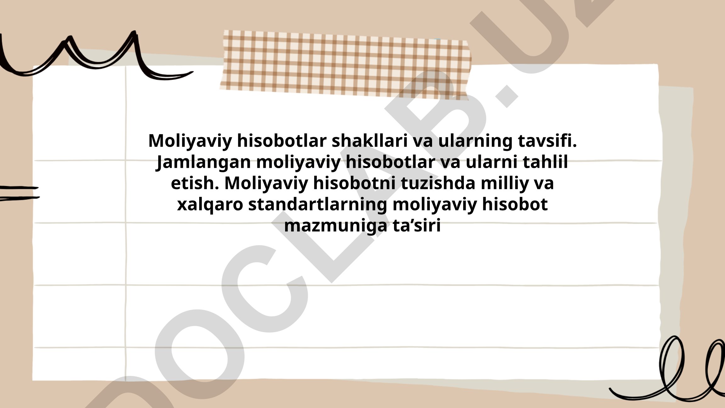 Moliyaviy hisobotlar shakllari, turlari va tahlili