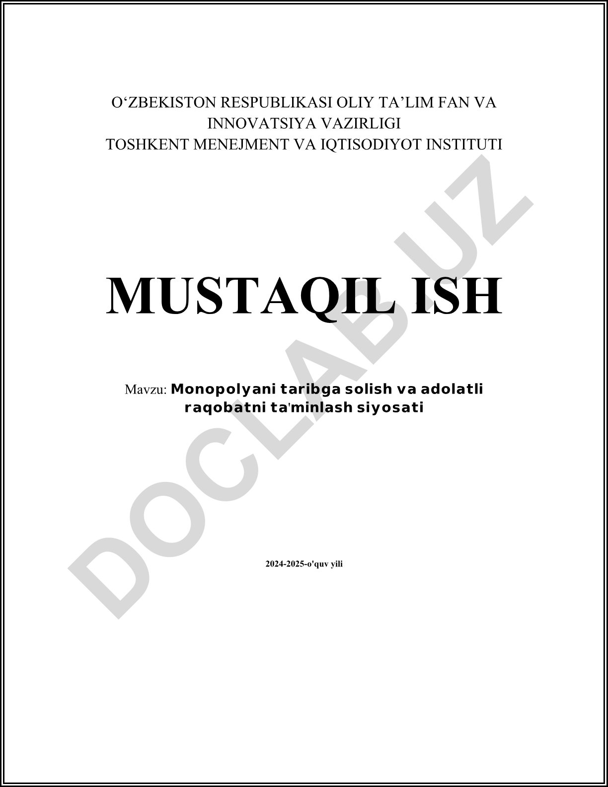 Monopoliya va adolatli raqobatni ta'minlash siyosati