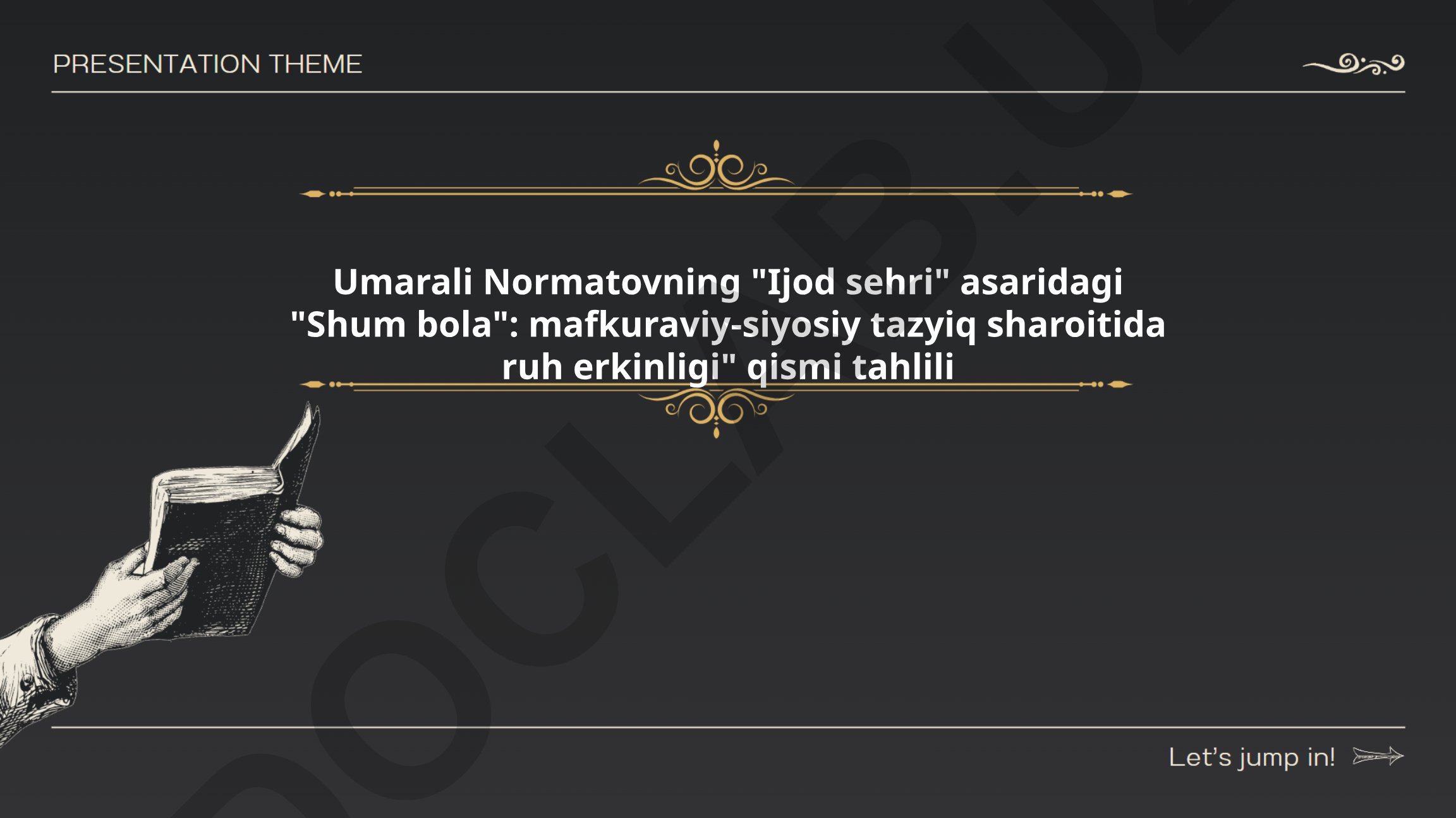 Umarali Normatovning "Ijod sehri" asaridagi "Shum bola" qismi tahlili