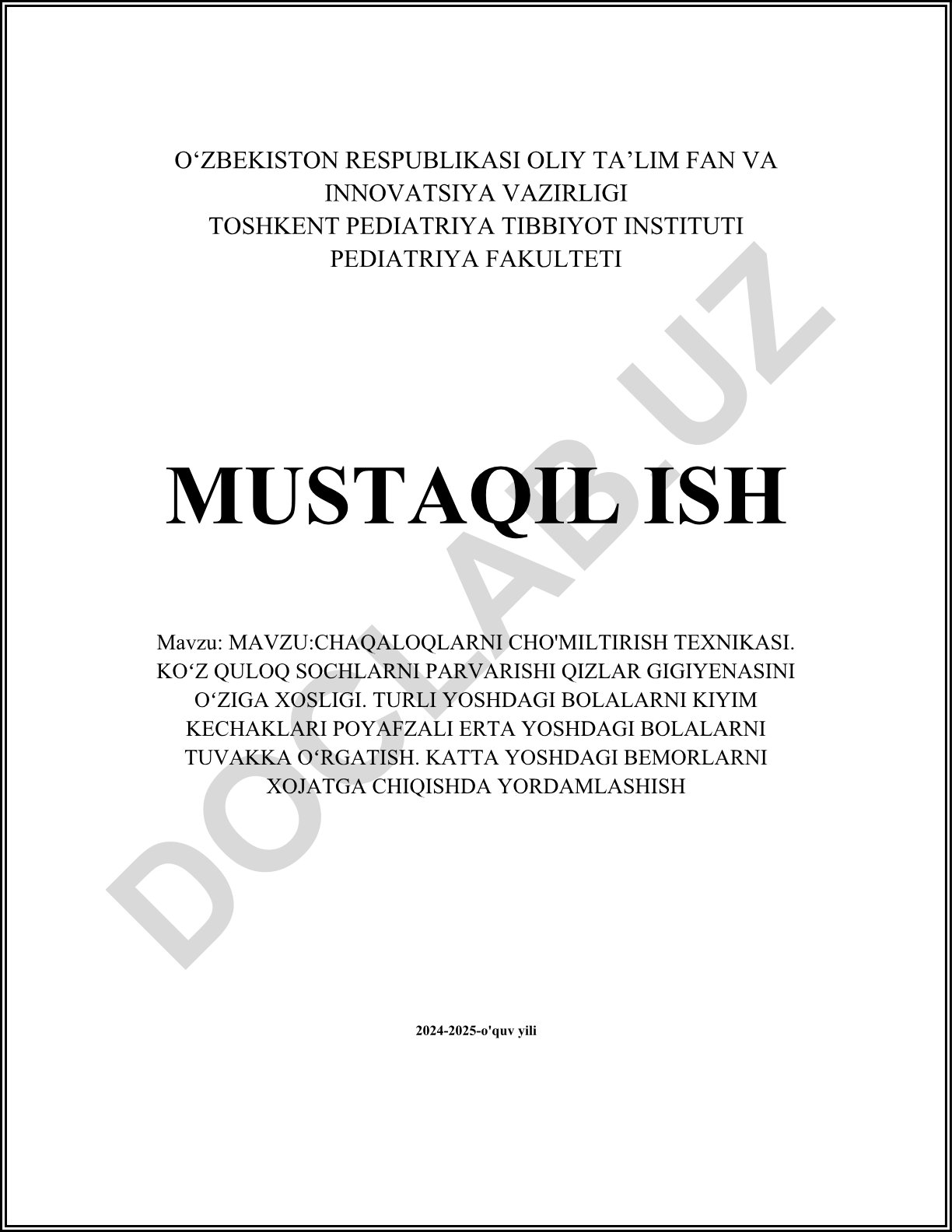 Chaqaloqlarni cho'miltirish texnikasi va bolalar gigiyenasi