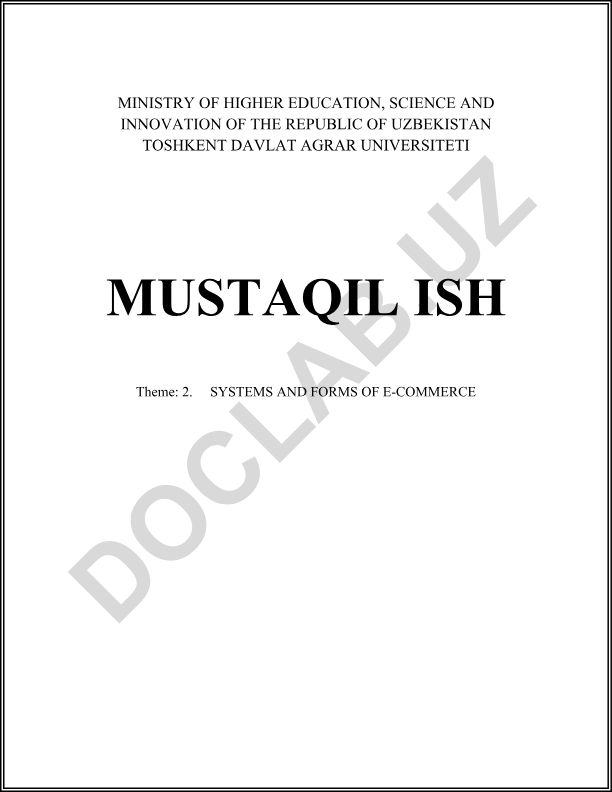 Systems and Forms of E-Commerce