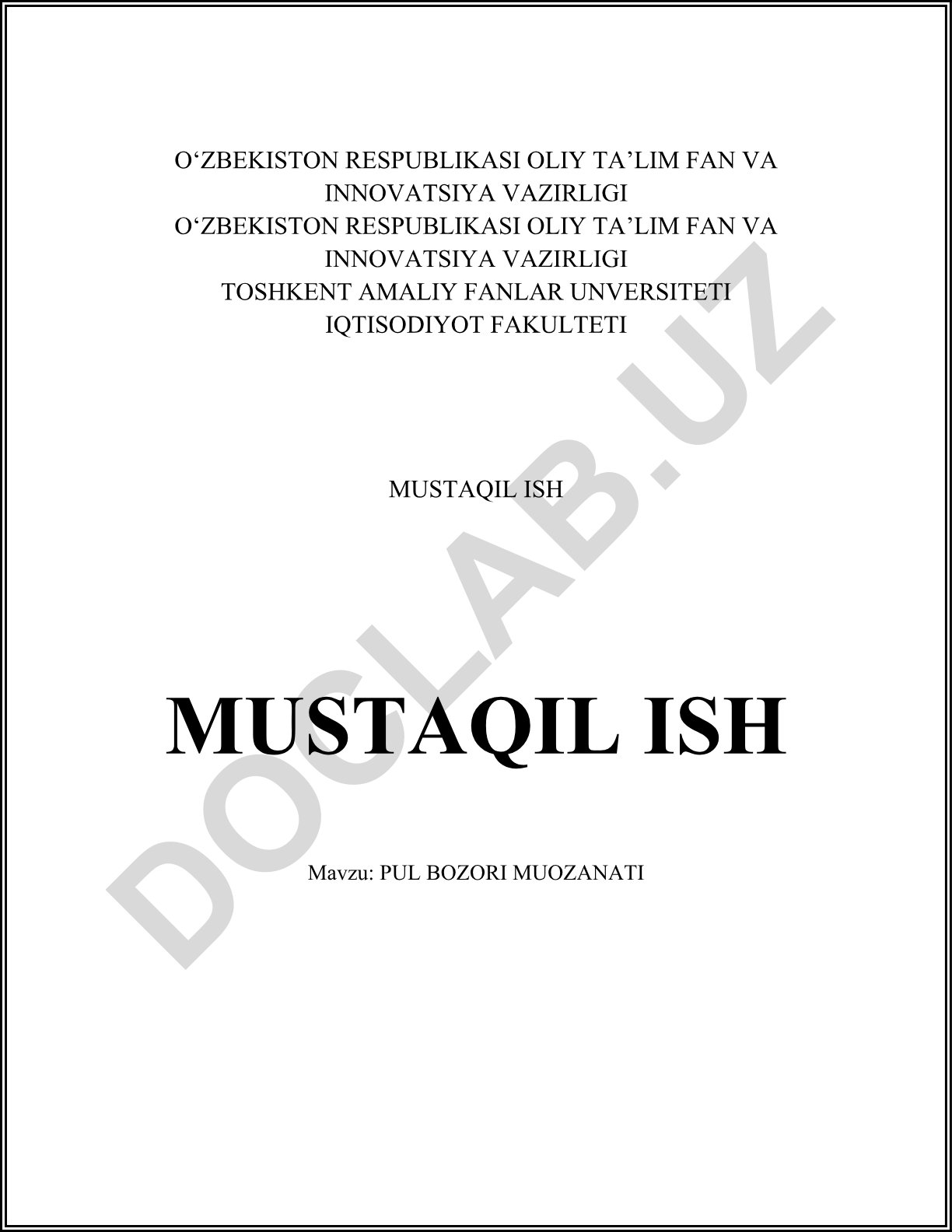 Pul bozori muozanati