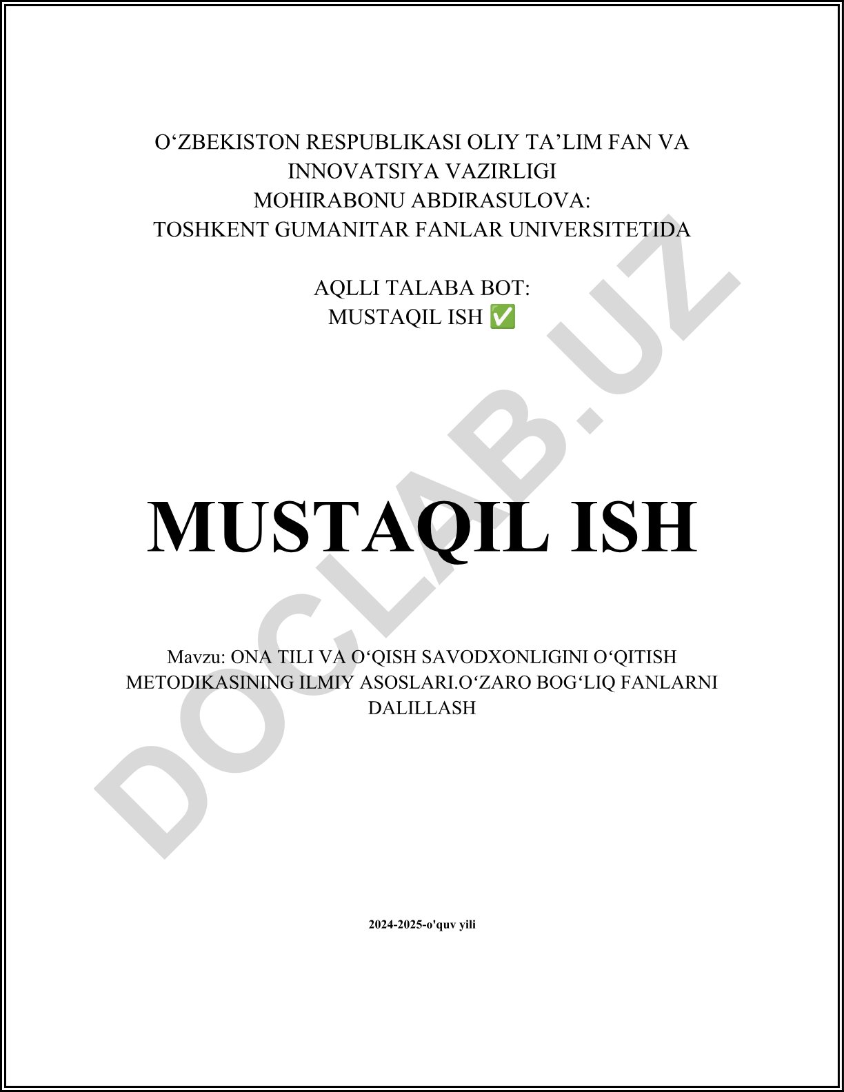 Ona tili va o'qish savodxonligini o'qitish metodikasining ilmiy asoslari