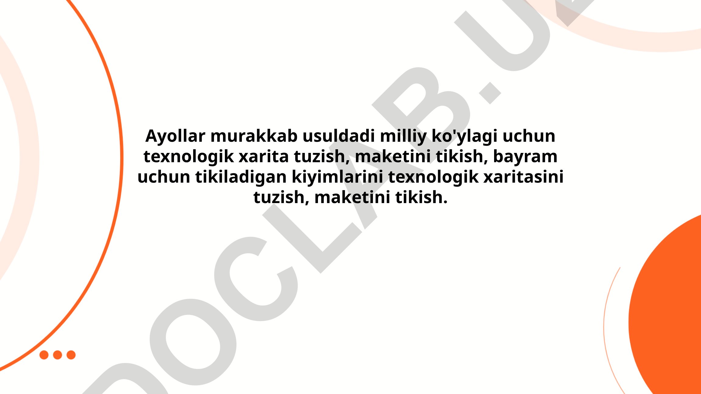 Ayollar milliy ko'ylagi uchun texnologik xarita tuzish va maket tikish