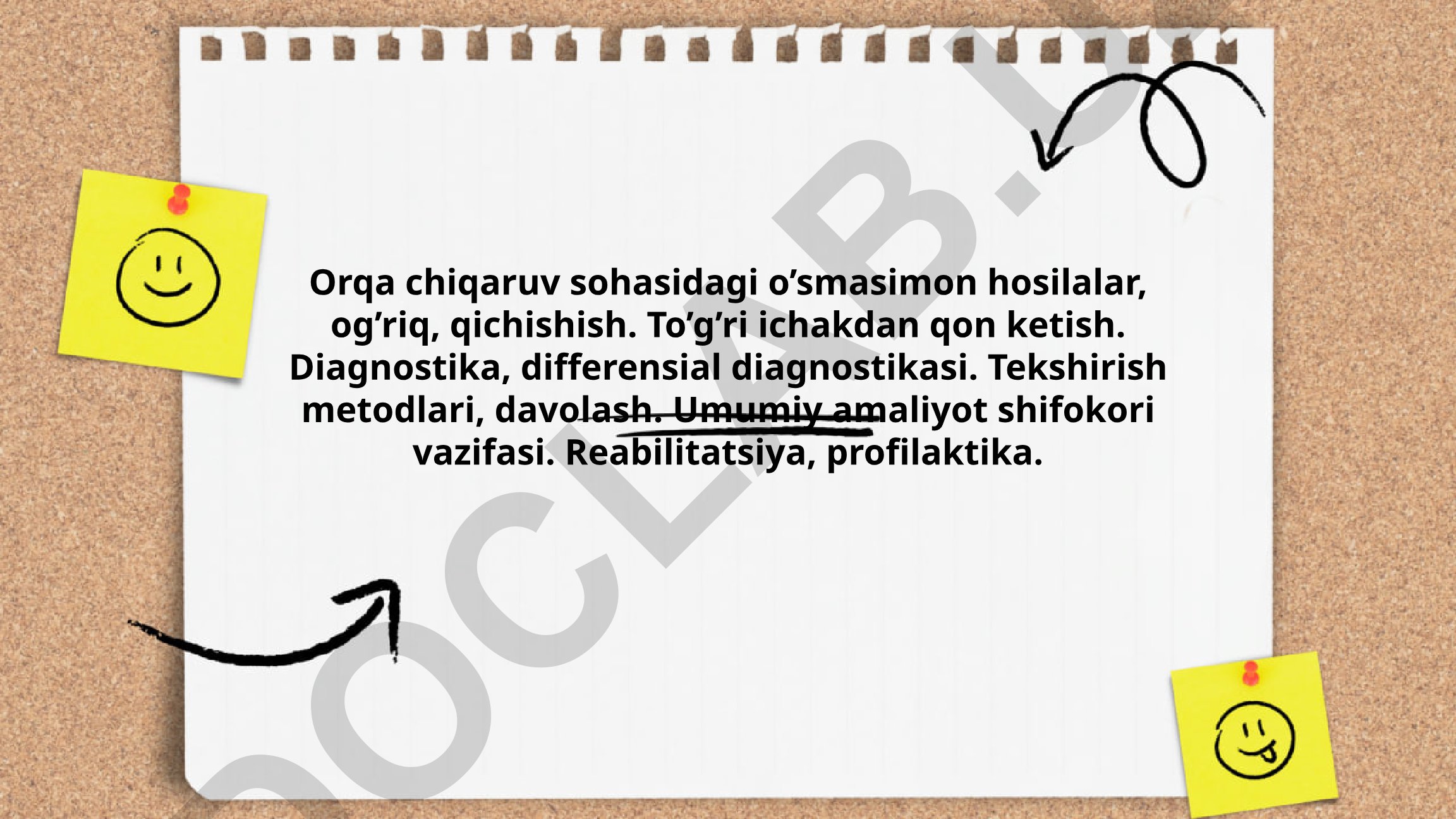 Orqa chiqaruv sohasidagi o'smasimon hosilalar va ularning davolash usullari