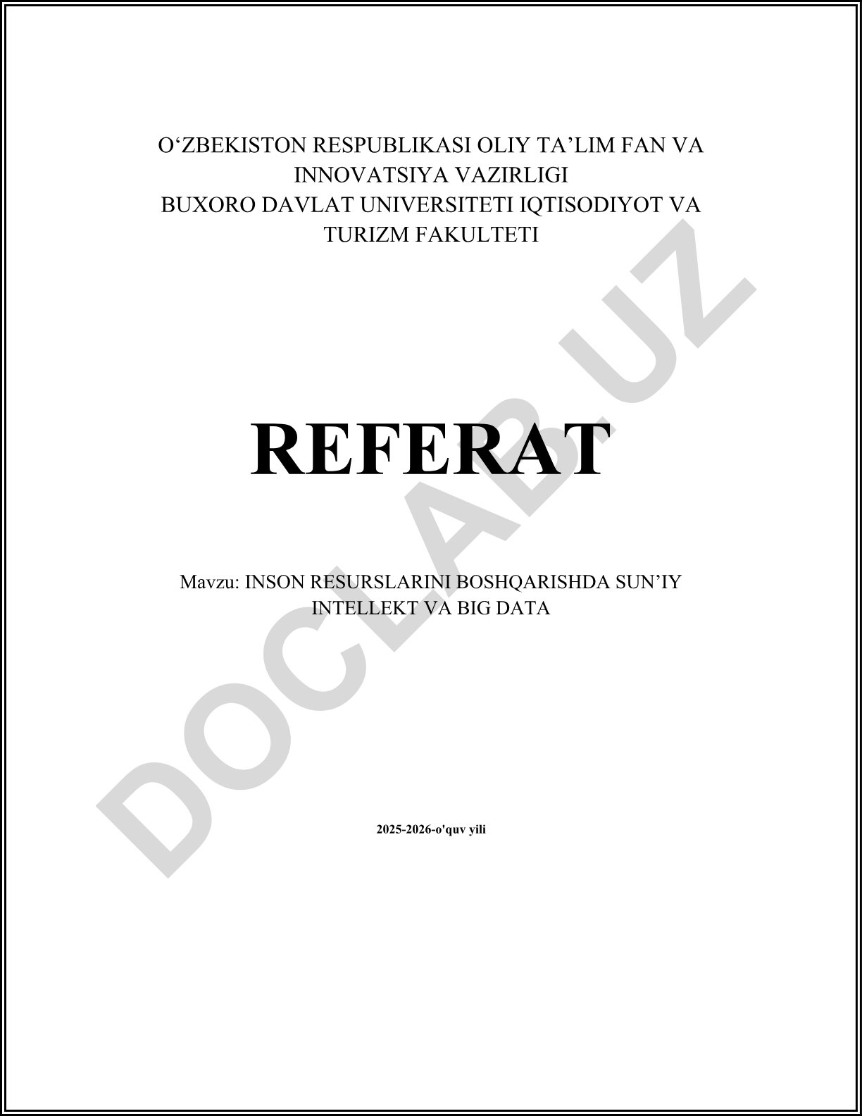 Inson resurslarini boshqarishda sun'iy intellekt va Big Data