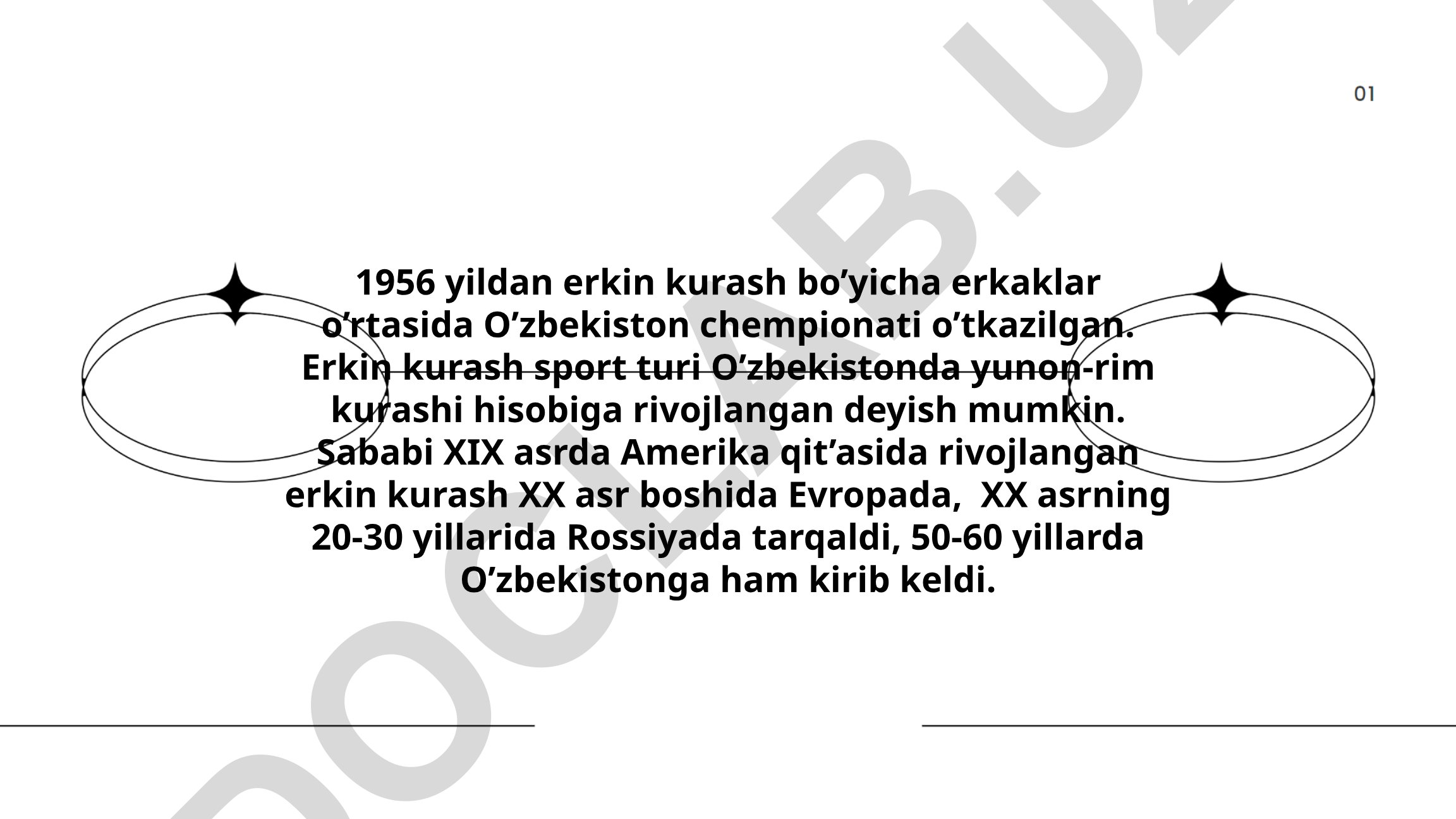 O'zbekistonda erkin kurash tarixi va rivojlanishi