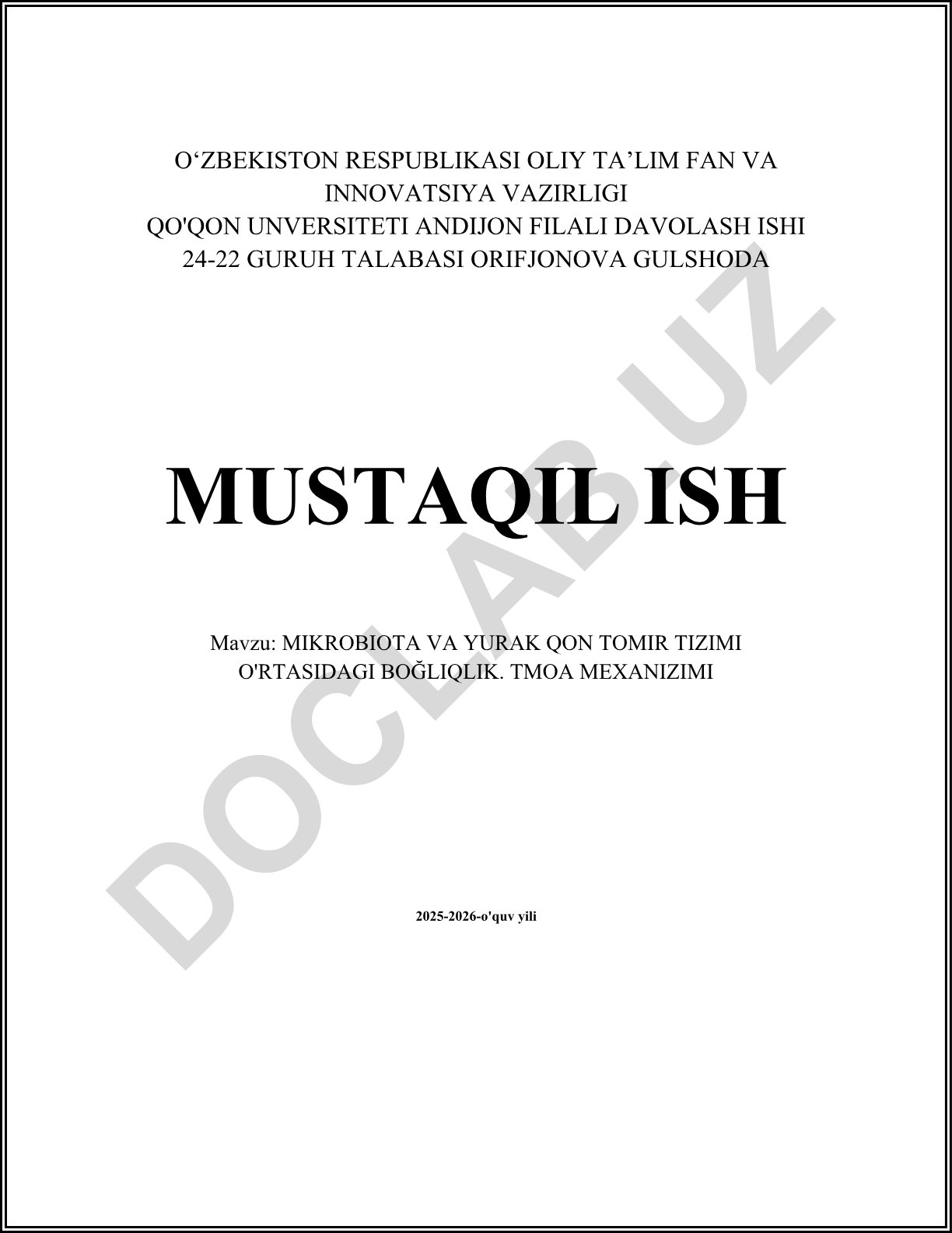 Mikrobiota va yurak qon tomir tizimi o'rtasidagi bog'liqlik. TMOA mexanizmi