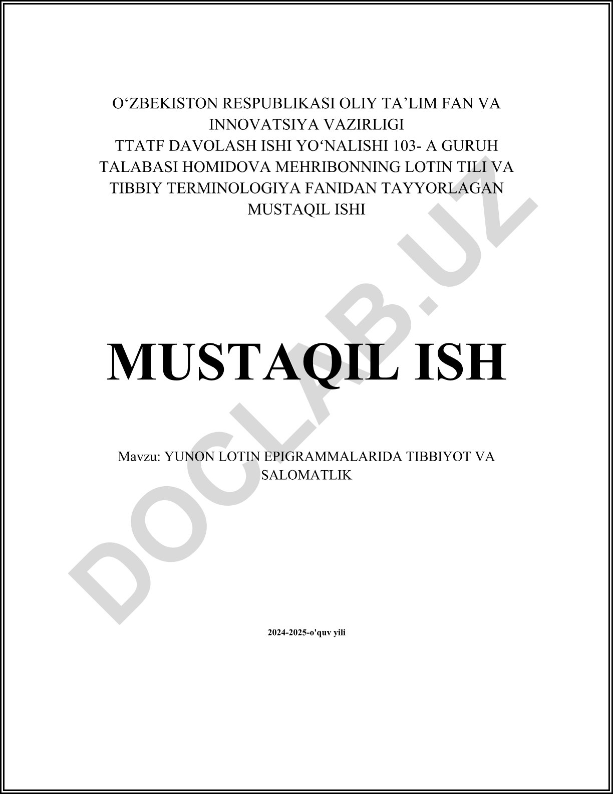 Yunon lotin epigrammalarida tibbiyot va salomatlik