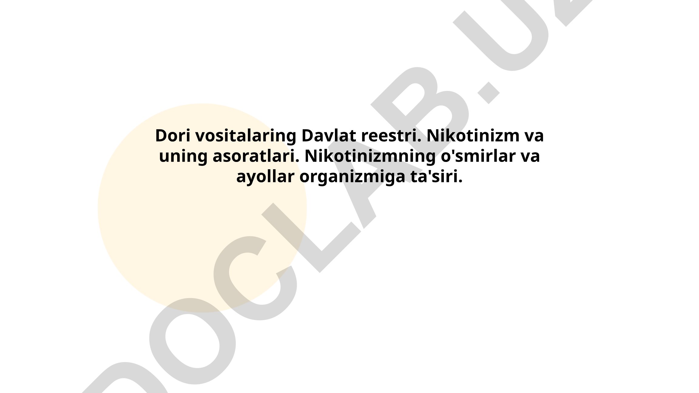 Dori vositalari Davlat reestri va nikotinizm muammolari
