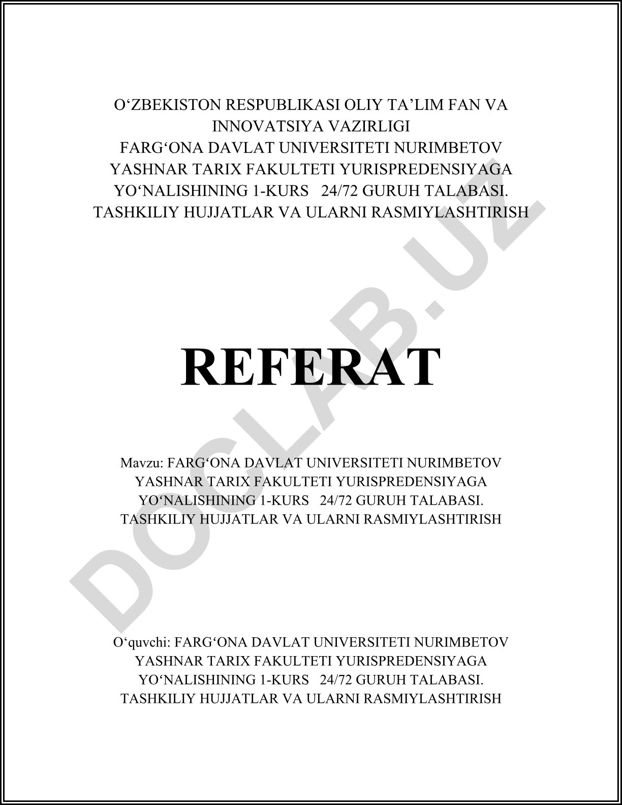 Tashkiliy hujjatlar va ularni rasmiylashtirish