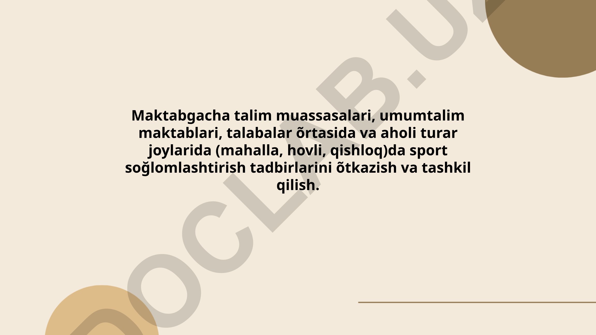 Sport sog'lomlashtirish tadbirlarini tashkil qilish