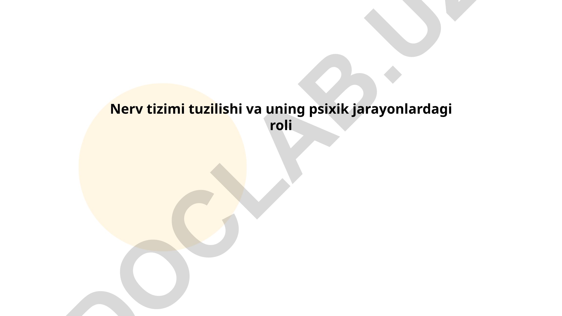 Nerv tizimi tuzilishi va uning psixik jarayonlardagi roli