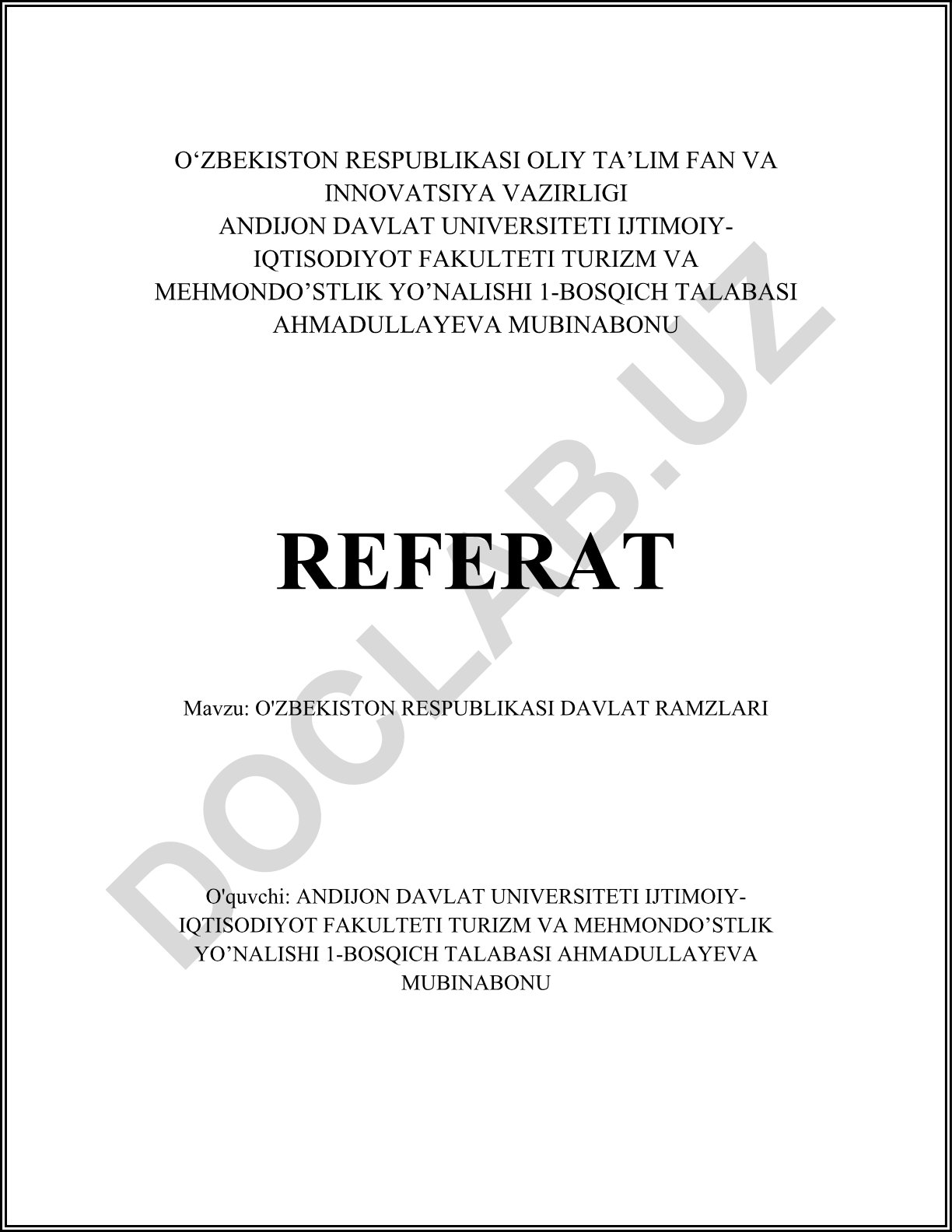 O'zbekiston Respublikasi Davlat ramzlari