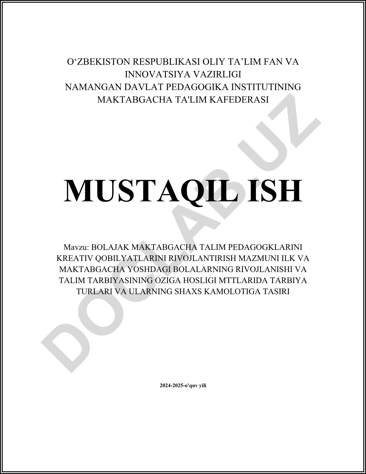 Bolajak maktabgacha talim pedagoglarini kreativ qobilyatlarini rivojlantirish