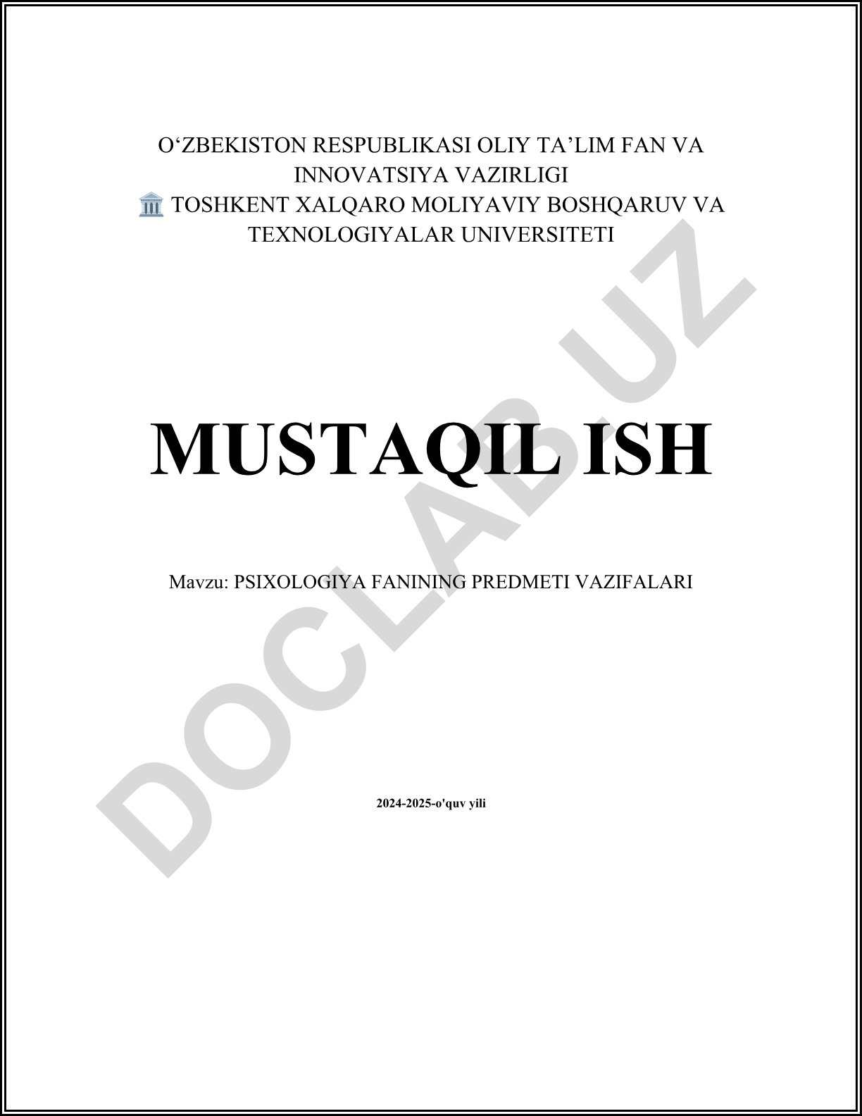 Psixologiya fanining predmeti va vazifalari