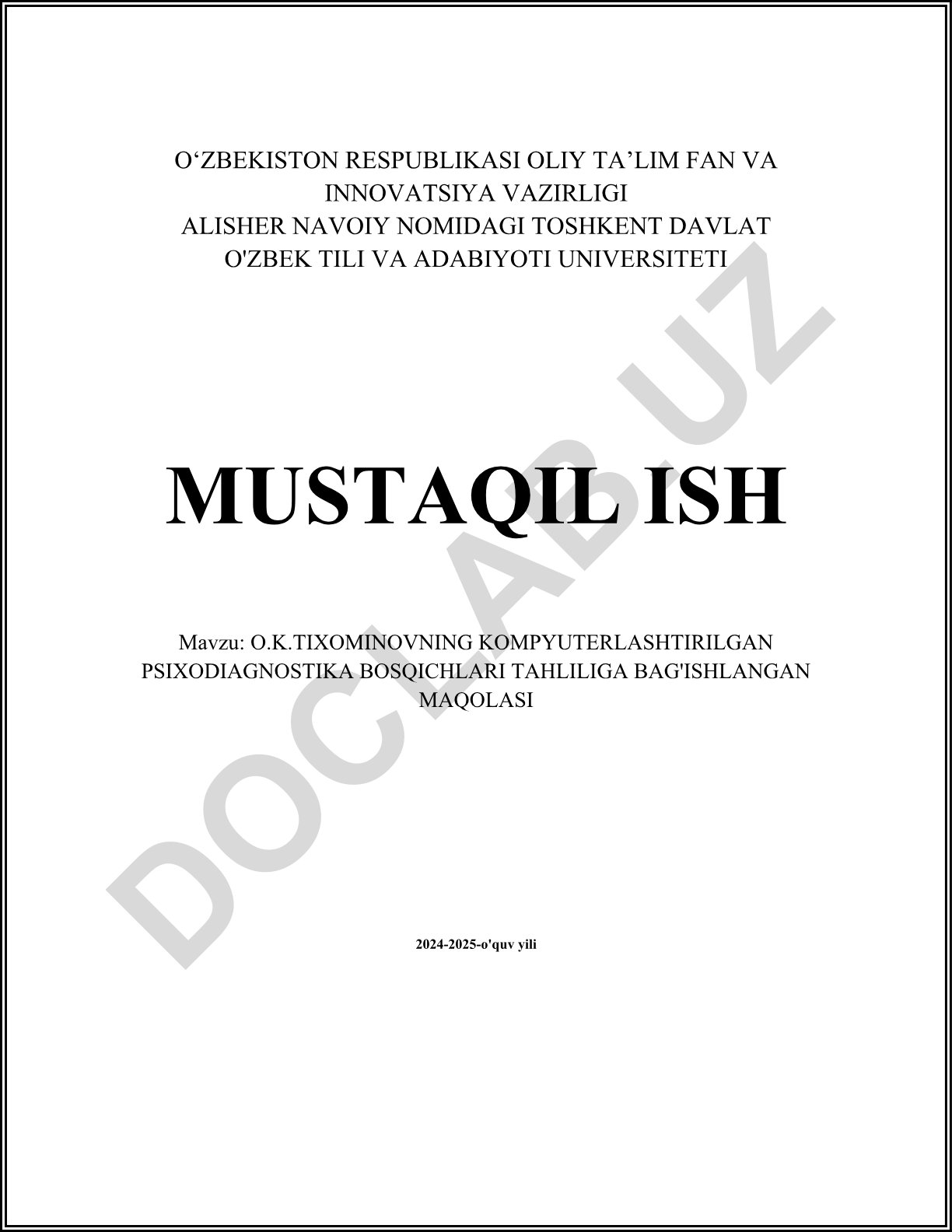 O.K. Tixominovning kompyuterlashtirilgan psixodiagnostika bosqichlari tahliliga bag'ishlangan maqolasi