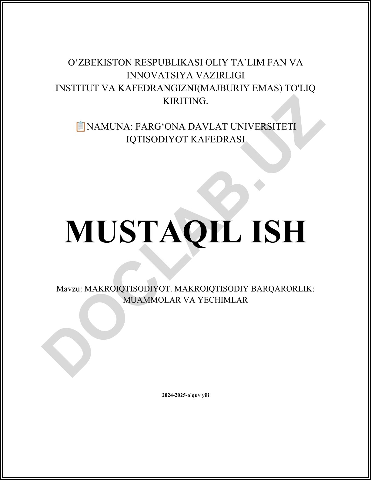 Makroiqtisodiy barqarorlik: muammolar va yechimlar