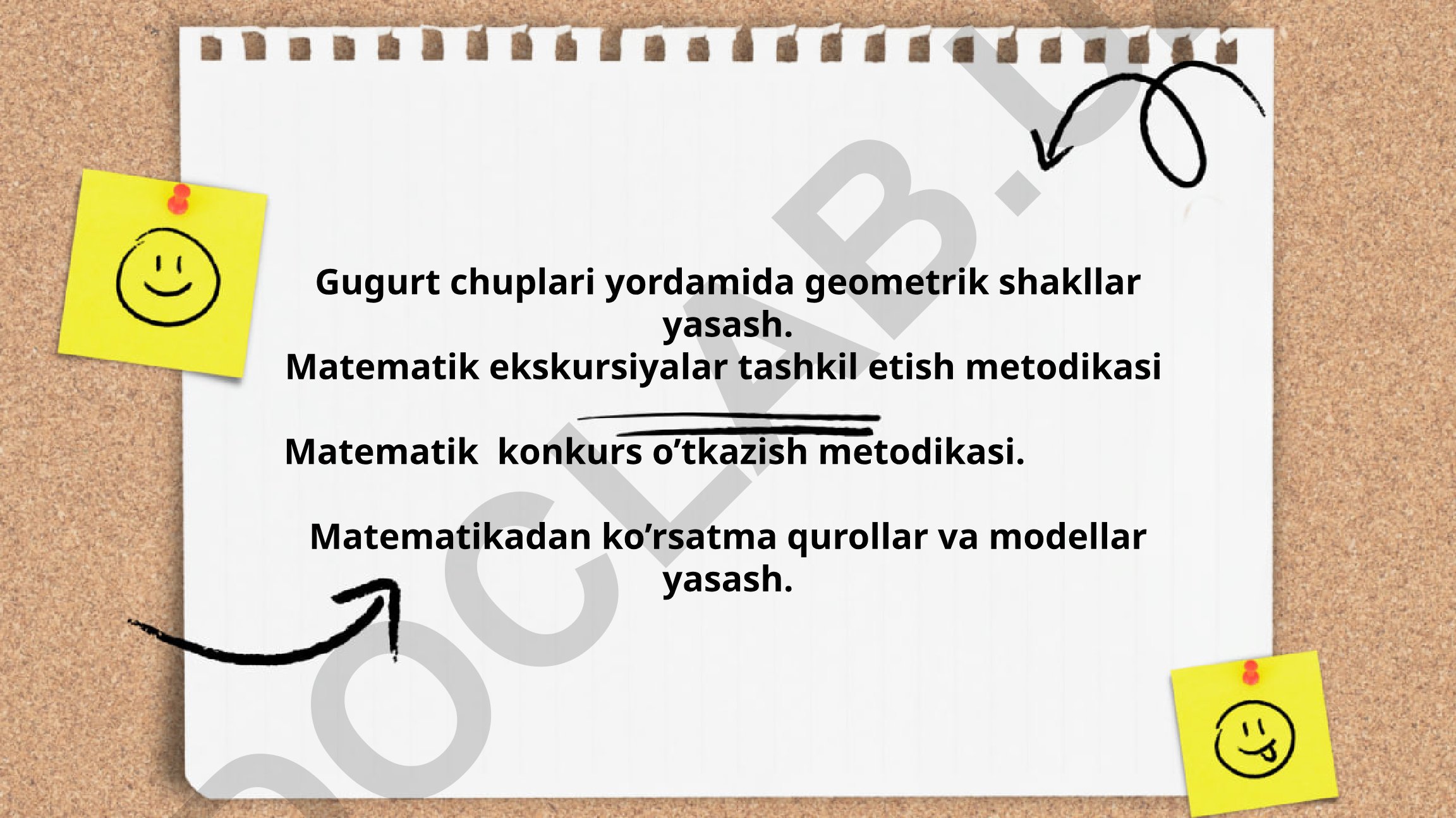 Gugurt chuplari yordamida geometrik shakllar yasash va matematik metodikalar
