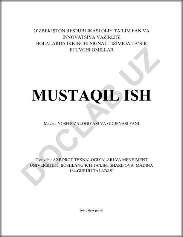 Yosh fiziologiyasi va gigienasi fani