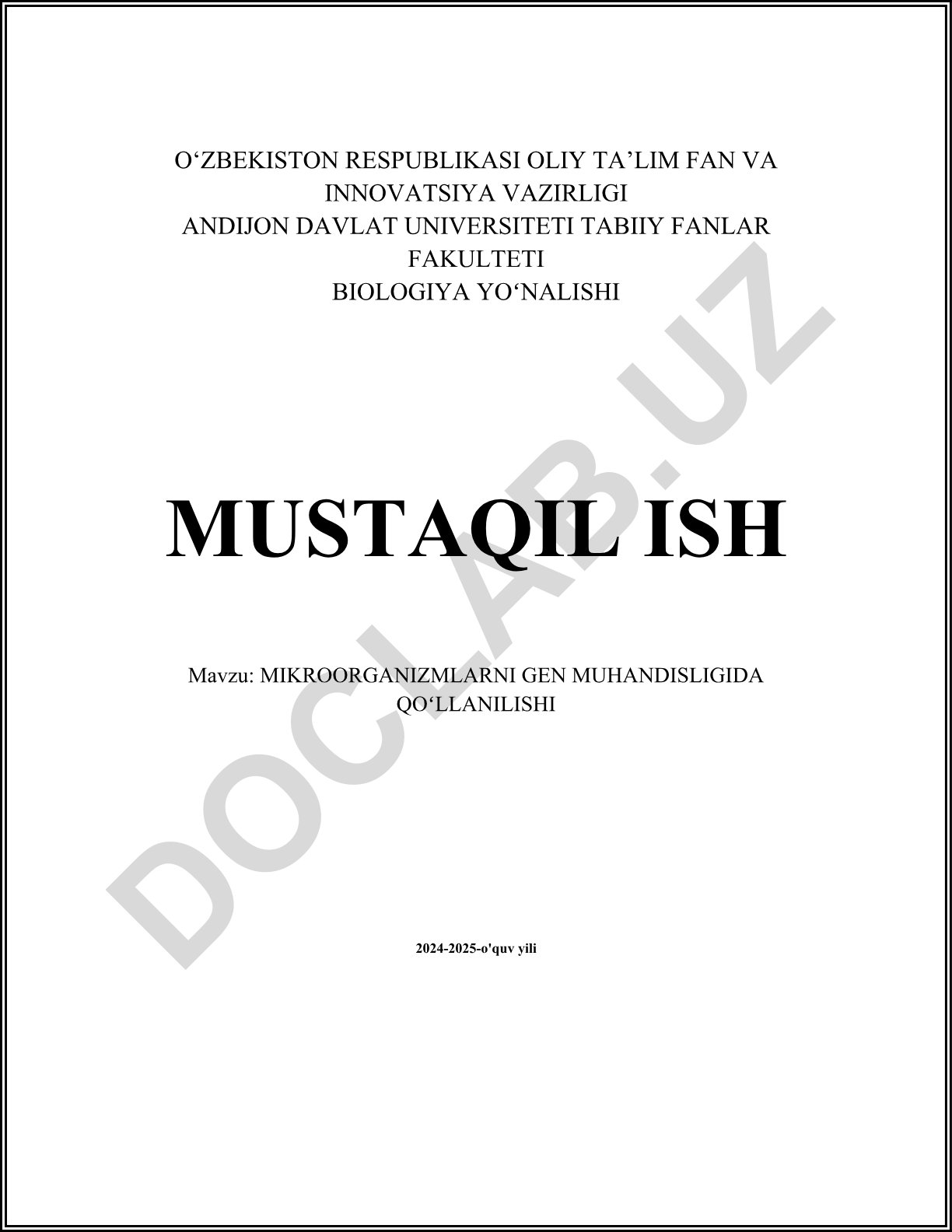 MIKROORGANIZMLARNI GEN MUHANDISLIGIDA QO'LLANILISHI