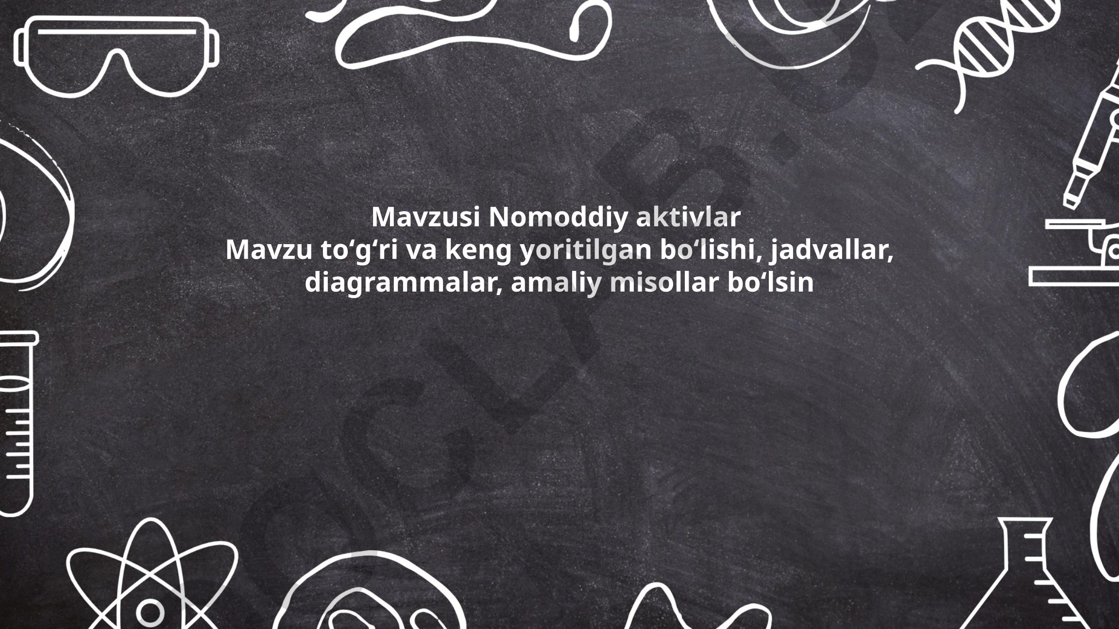 Nomoddiy aktivlar tushunchasi, tasnifi va buxgalteriya hisobi