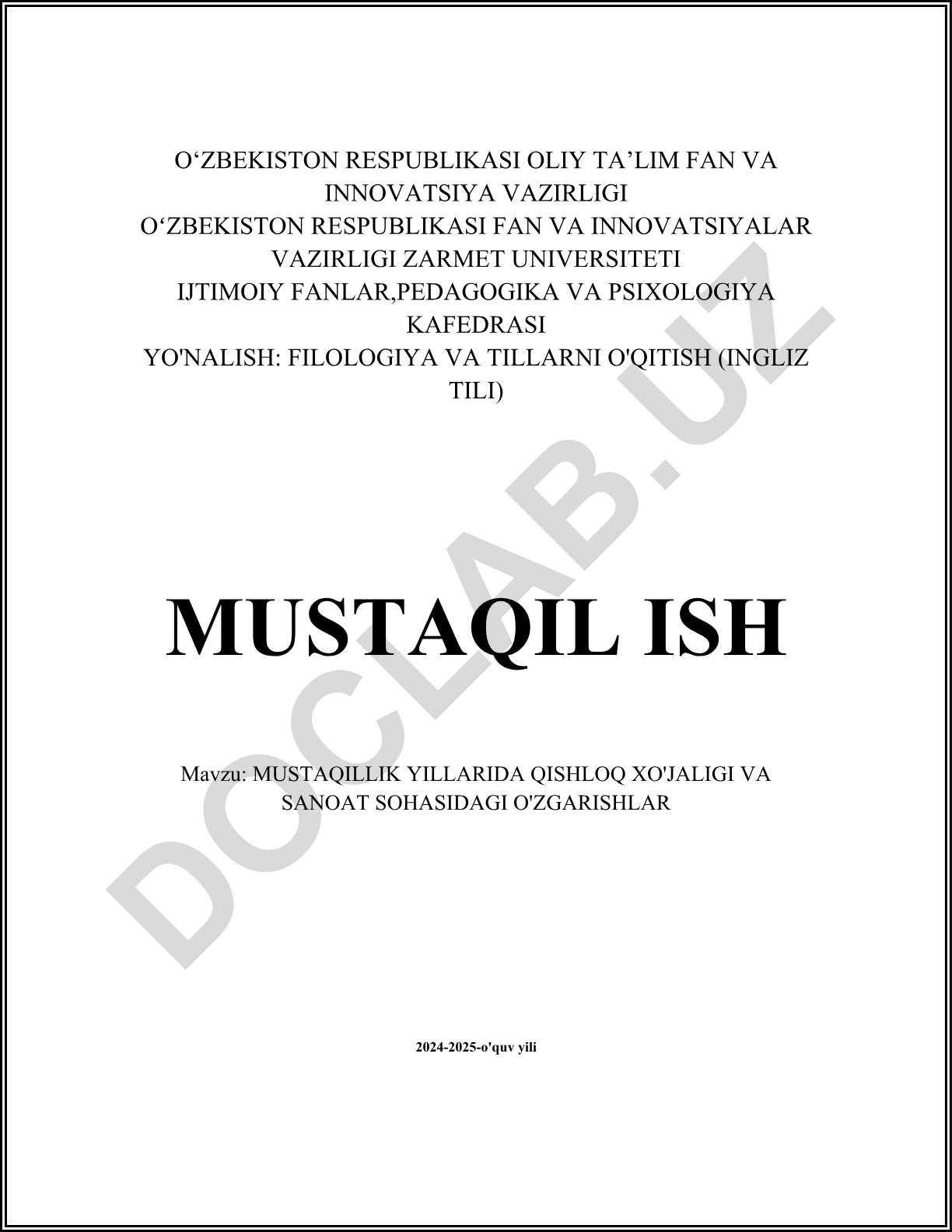 Mustaqillik yillarida qishloq xo'jaligi va sanoat sohasidagi o'zgarishlar