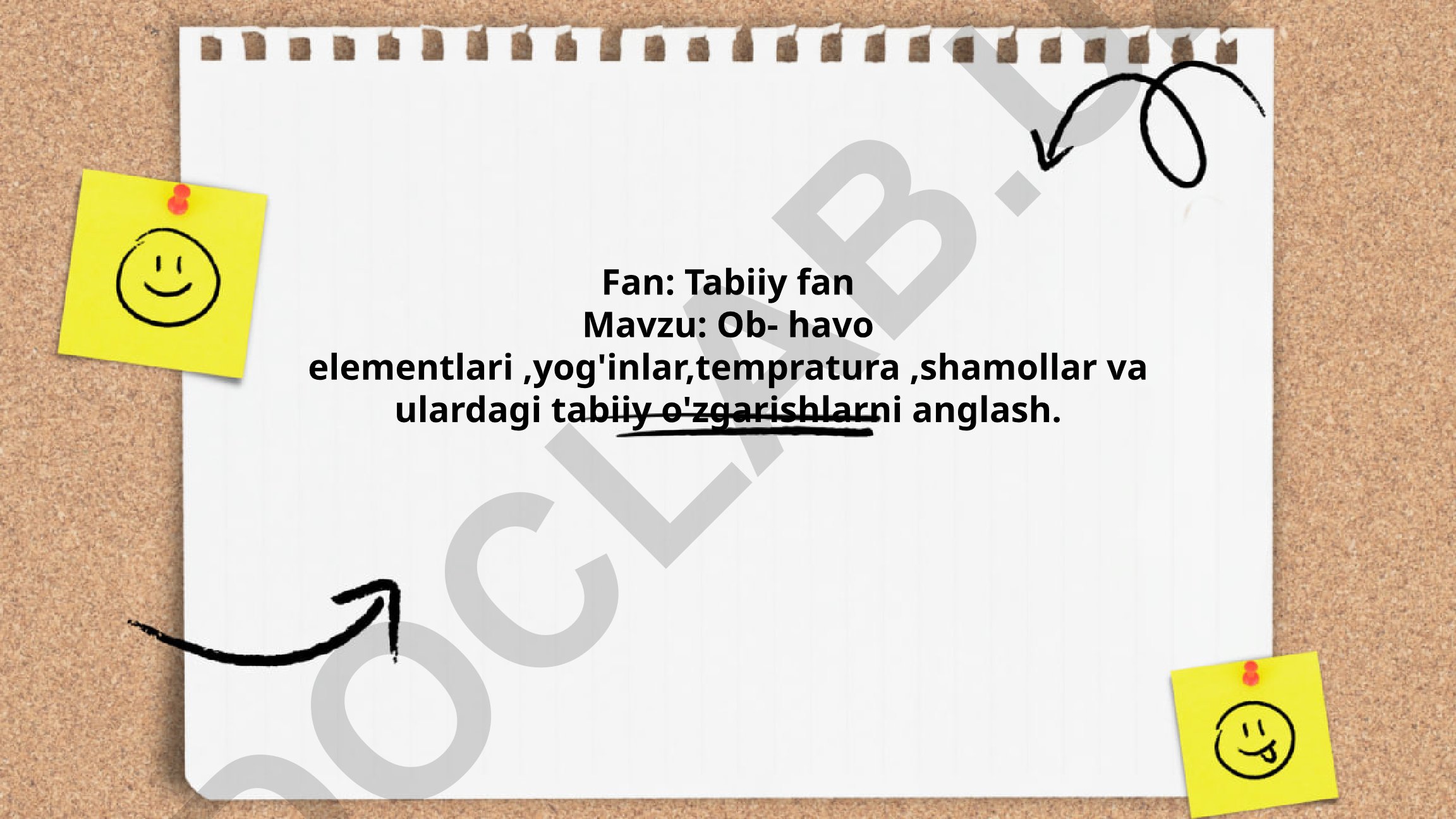 Ob-havo elementlari, yog'inlar, temperatura, shamollar va ularning tabiiy o'zgarishlari