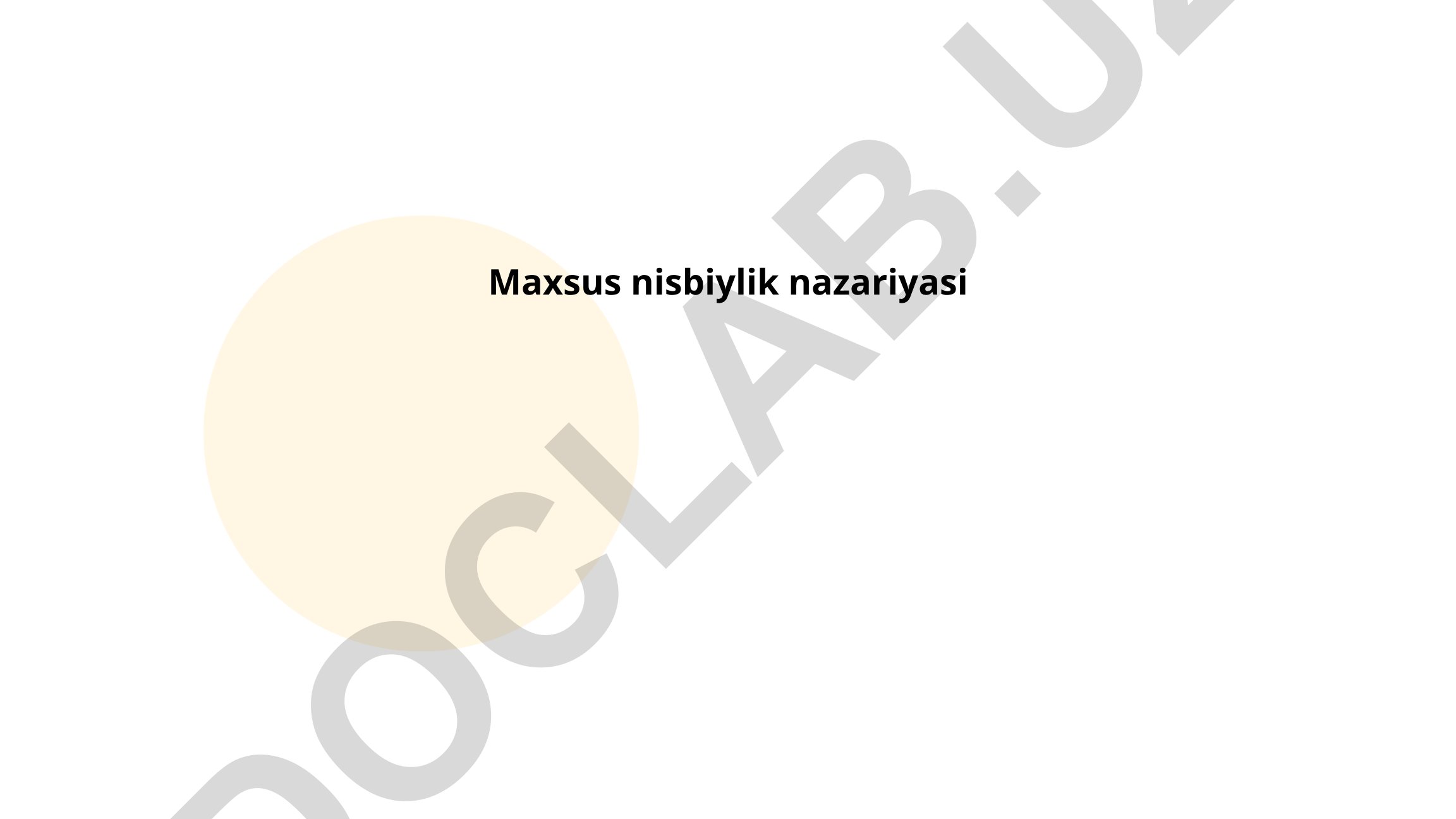 Maxsus nisbiylik nazariyasi