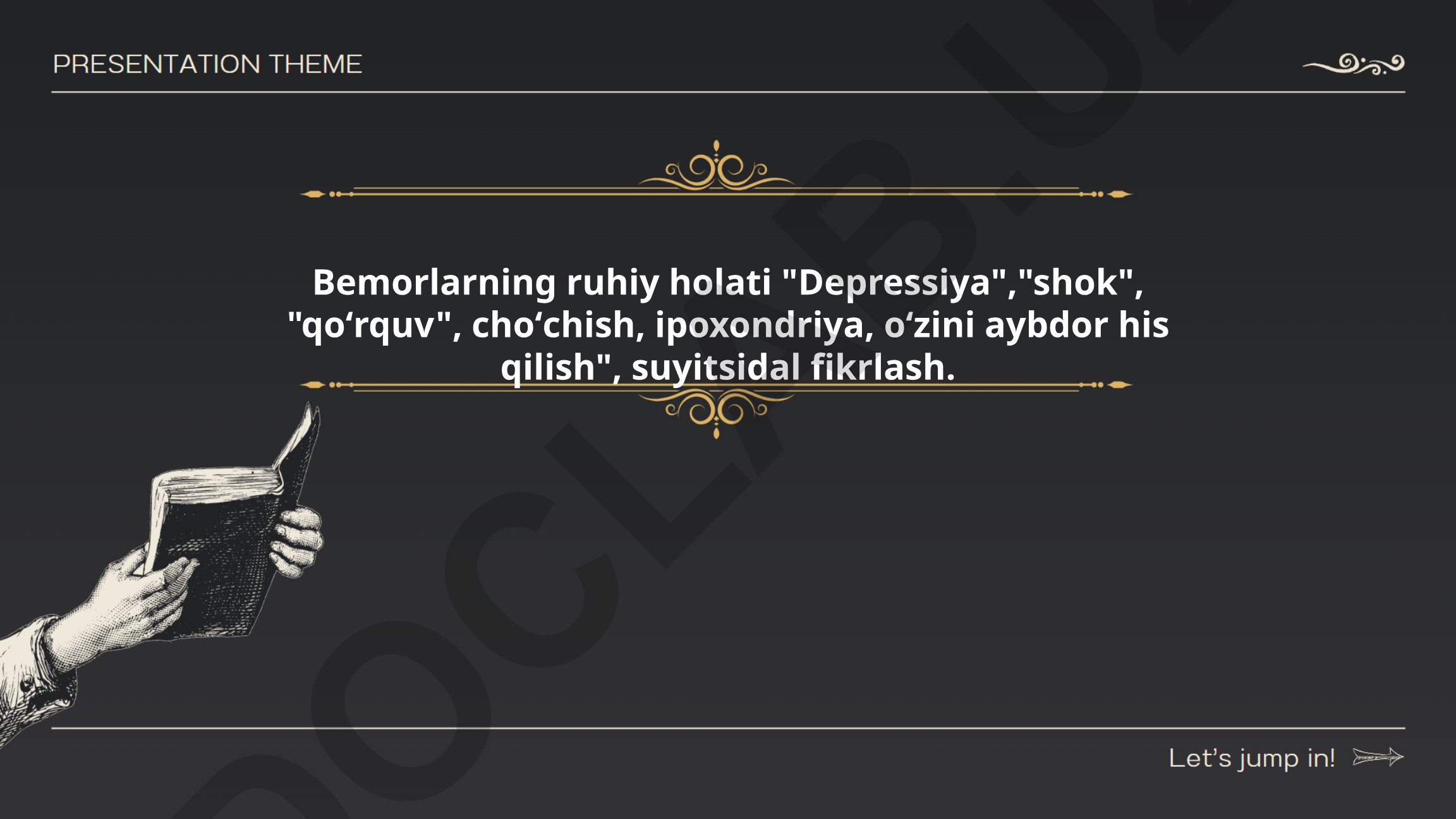 Bemorlarning ruhiy holati: depressiya, shok, qoʻrquv va boshqa kasalliklar
